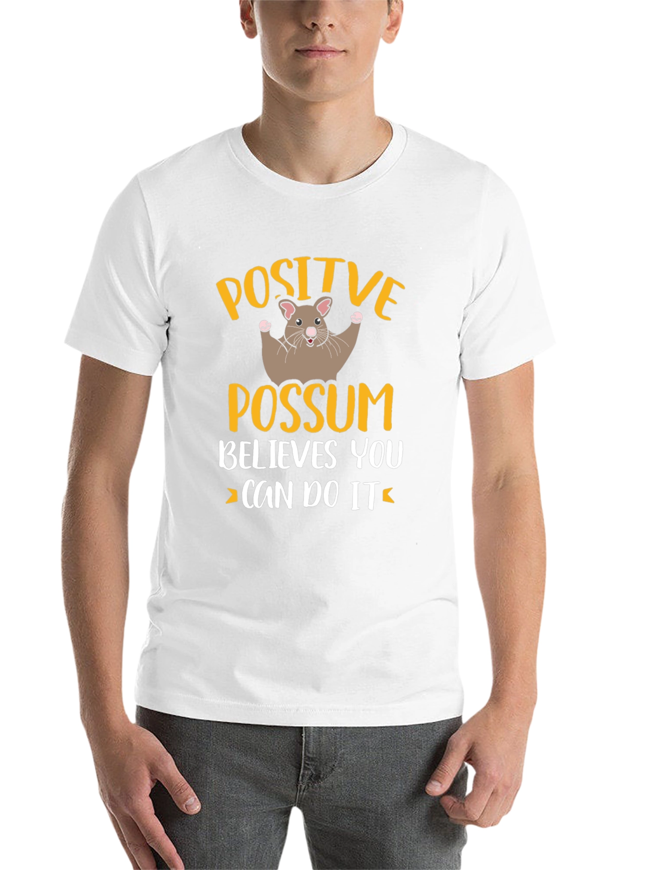 Black Positive Possum Believes in You Graphic Tee view 14