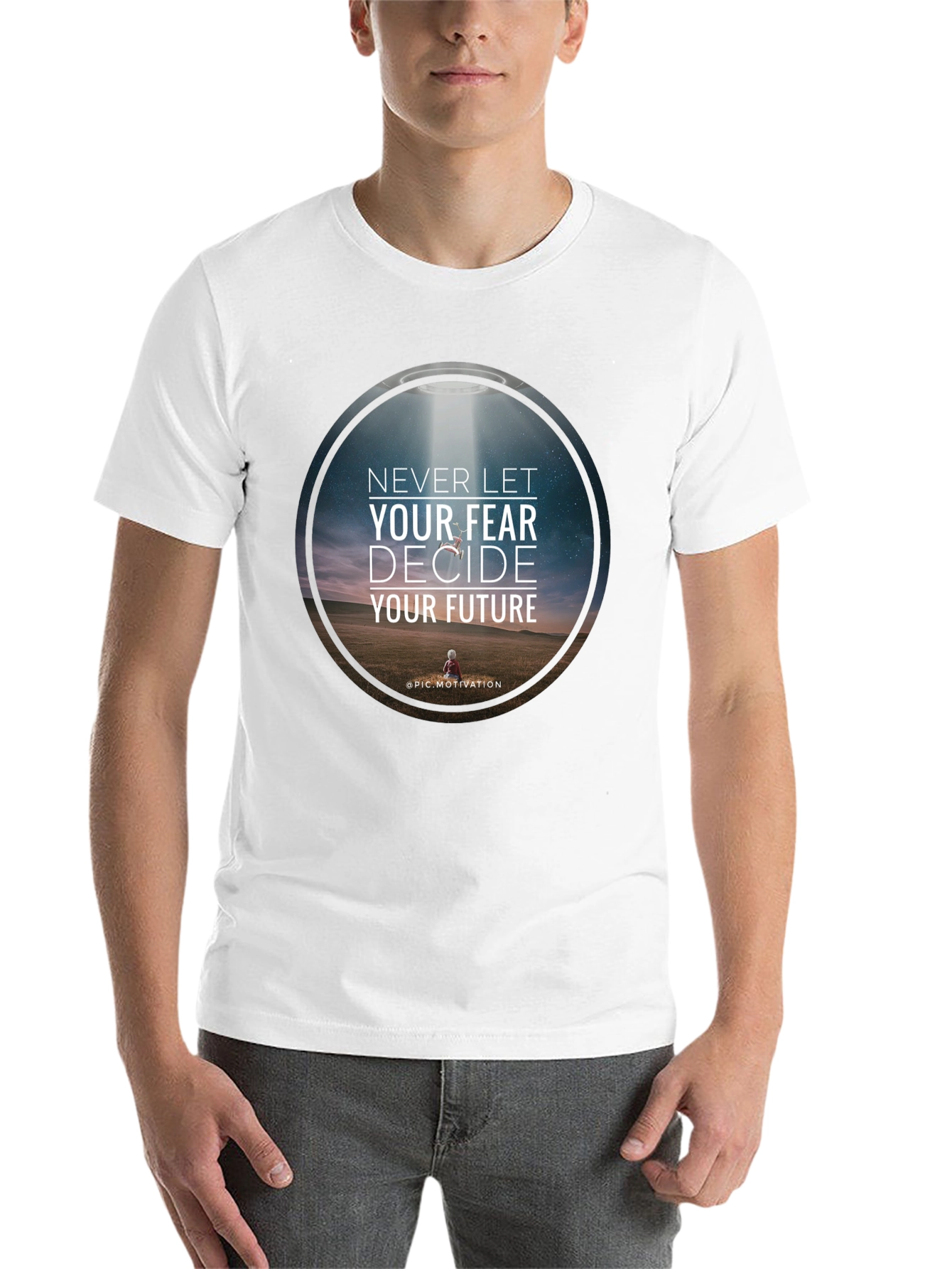 Black Motivational Graphic T-Shirt: Never Let Fear Decide view 14