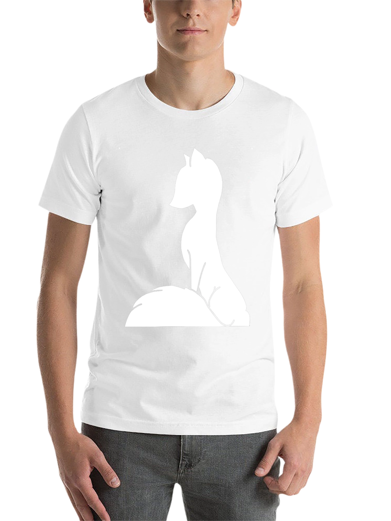 Black Minimalist Fox Tee - Black Graphic T-Shirt view 14