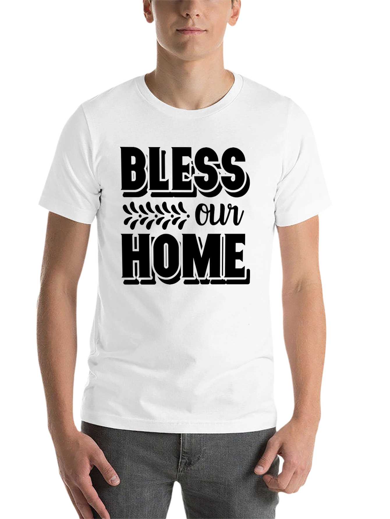 Black Bless Our Home Graphic Tee - Unisex Black T-Shirt view 14