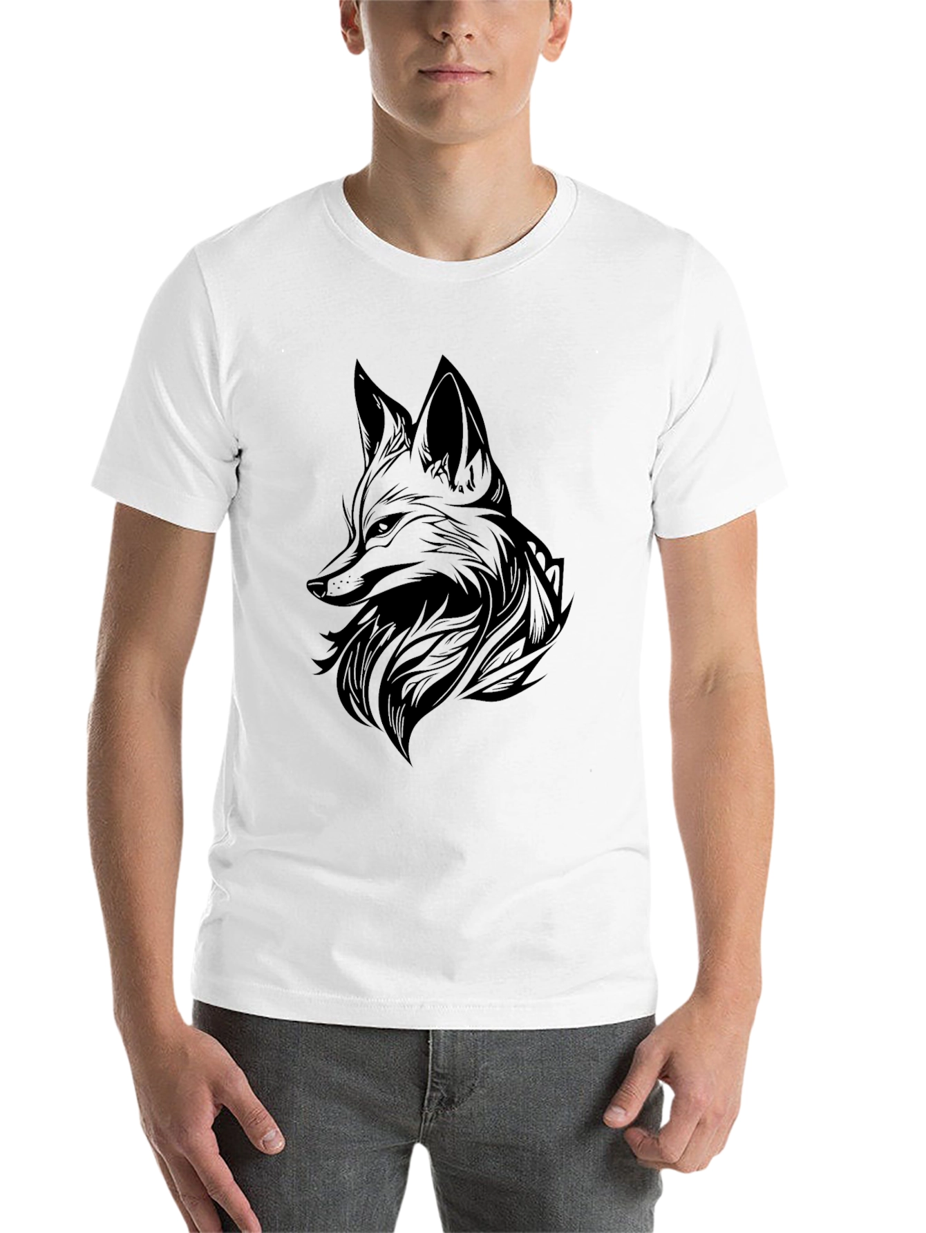 Black Black Fox Graphic Tee - Men's Stylish Print T-Shirt view 14