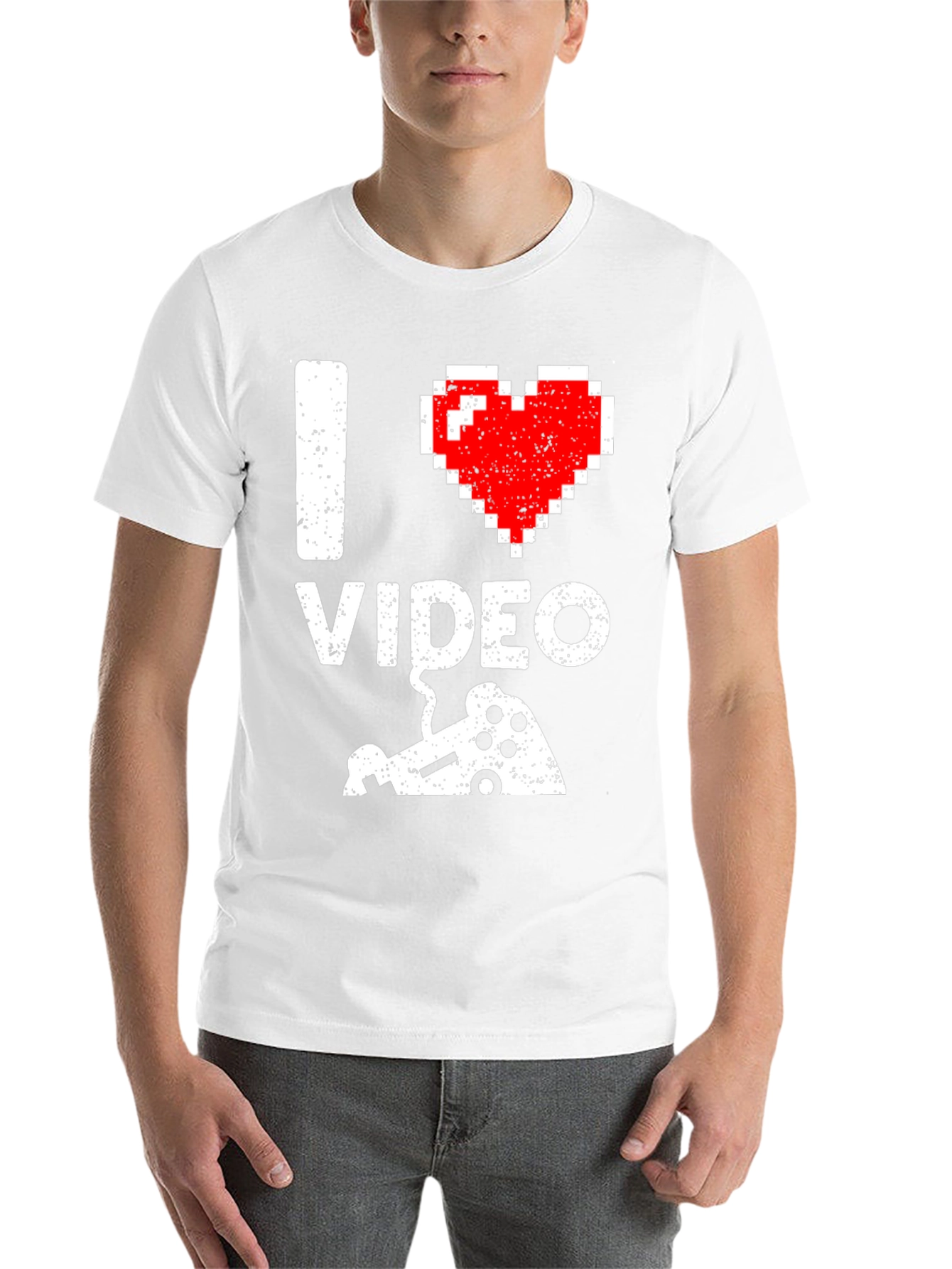 Black I Love Video Games Pixel Art Gamer T-Shirt view 14