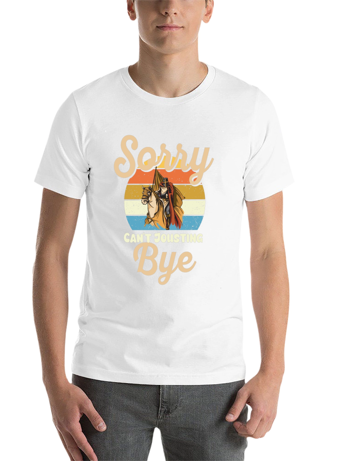 Black Sorry Can't Jousting Bye Funny Medieval Knight T-Shirt view 14
