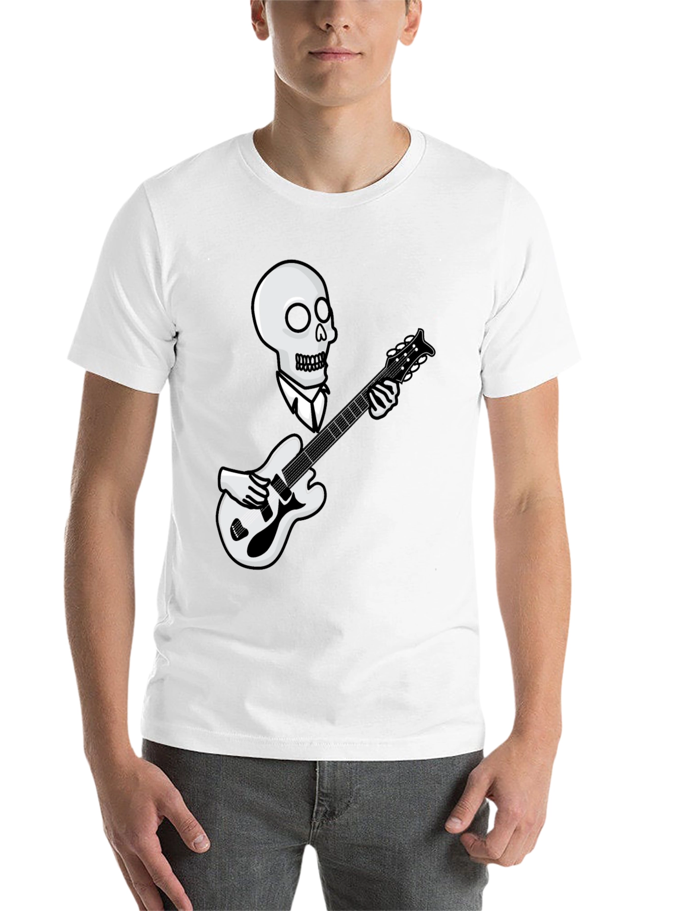 Skull Guitarist Graphic Tee - Black - 14