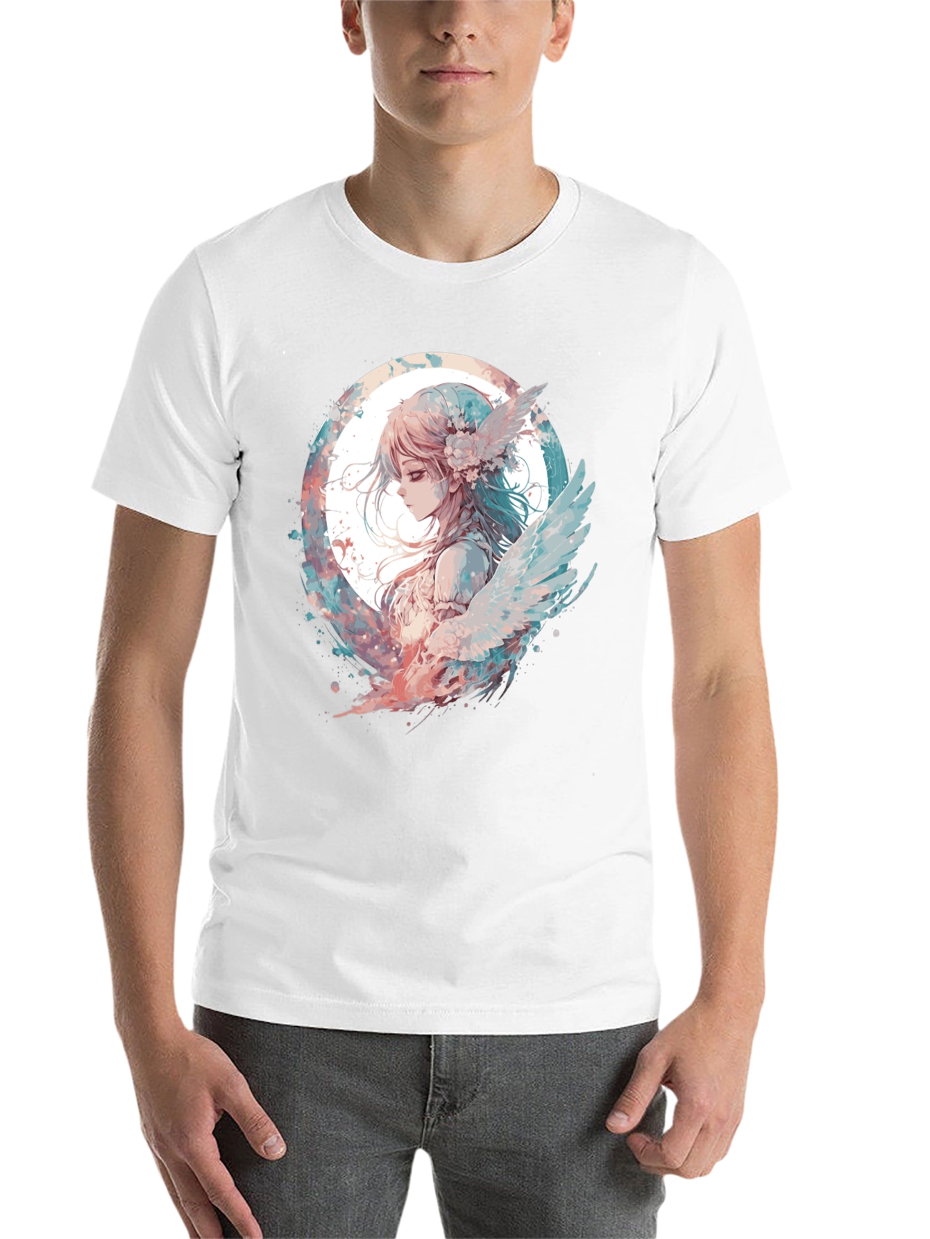 Anime Angel Graphic Black T-Shirt - 14