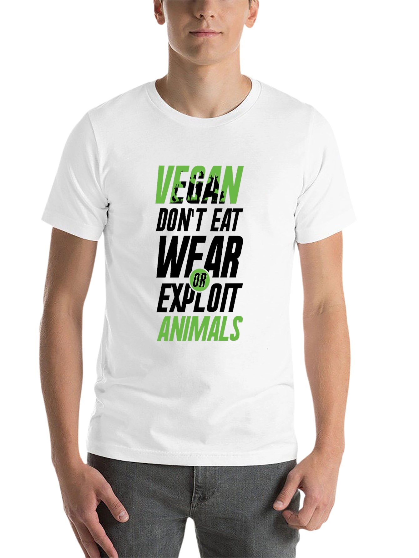 Black Vegan Don't Eat, Wear, Exploit Animals Graphic Tee view 14