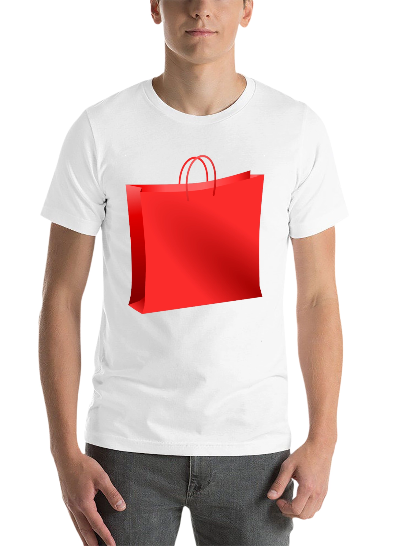 Black Red Shopping Bag Graphic Tee - Black Casual T-Shirt view 14