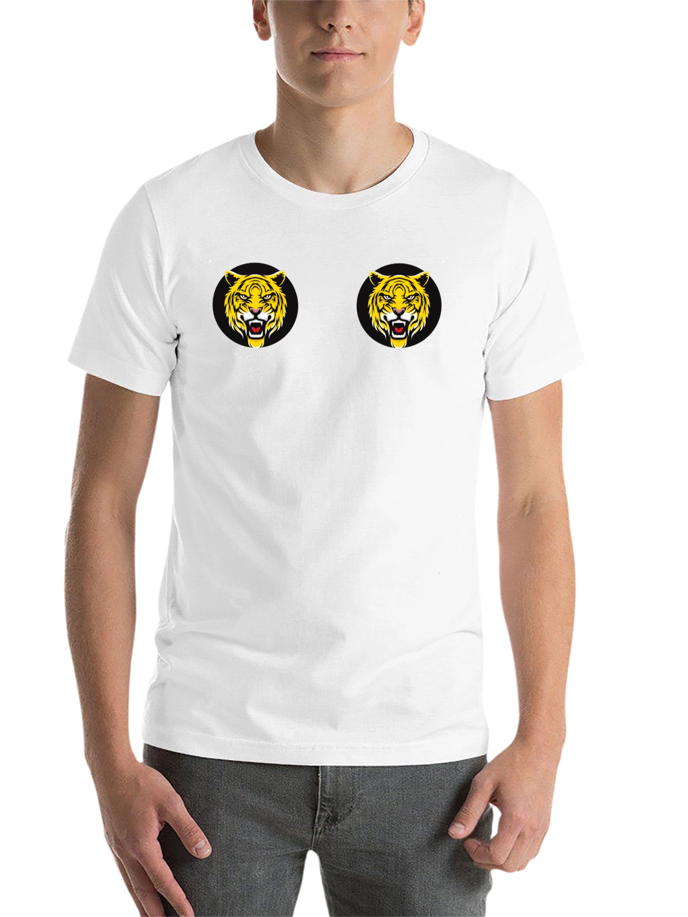 Black Black T-Shirt with Tiger Face Graphic view 14