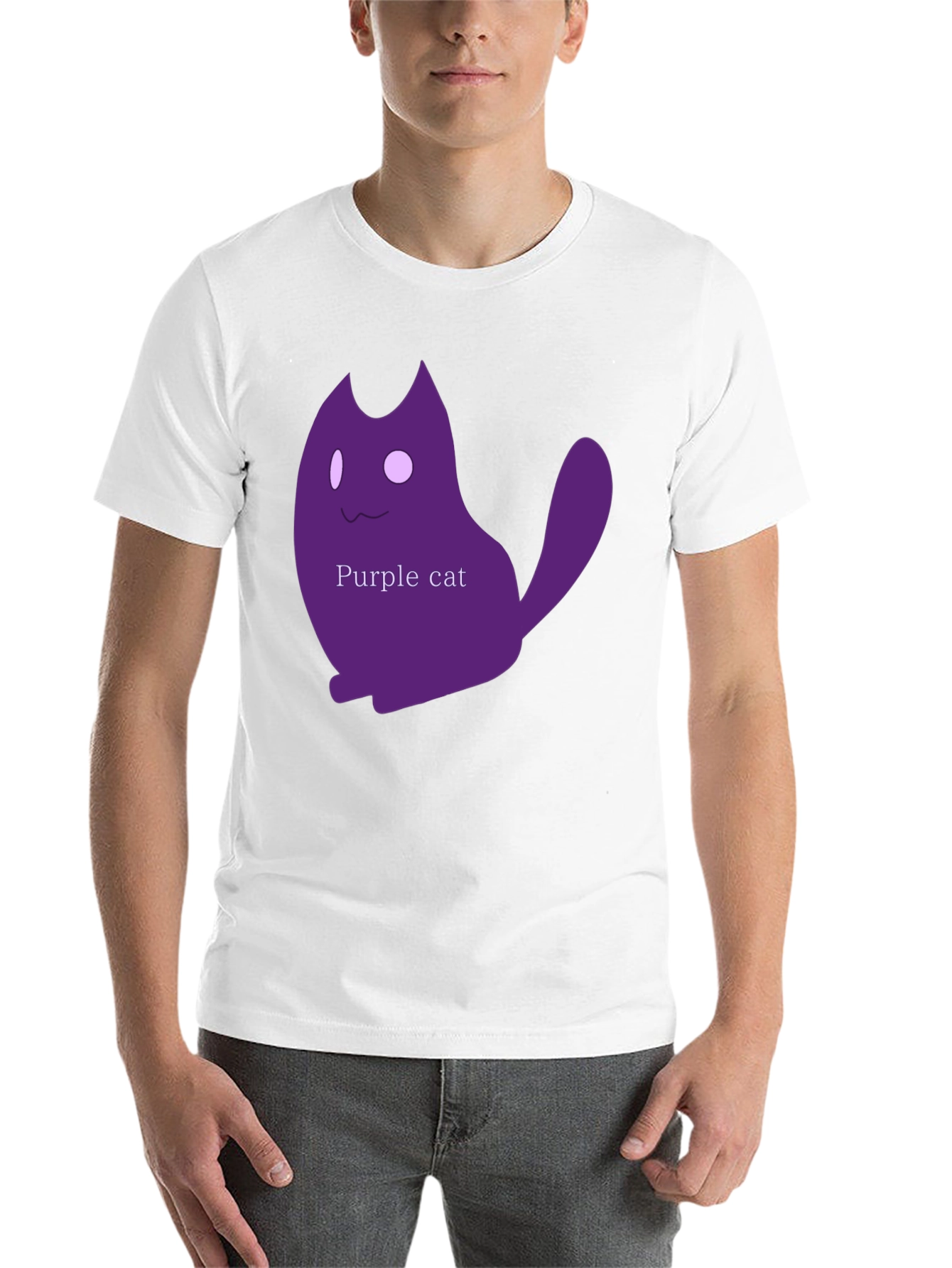 Black Black T-Shirt with Purple Cat Graphic view 14