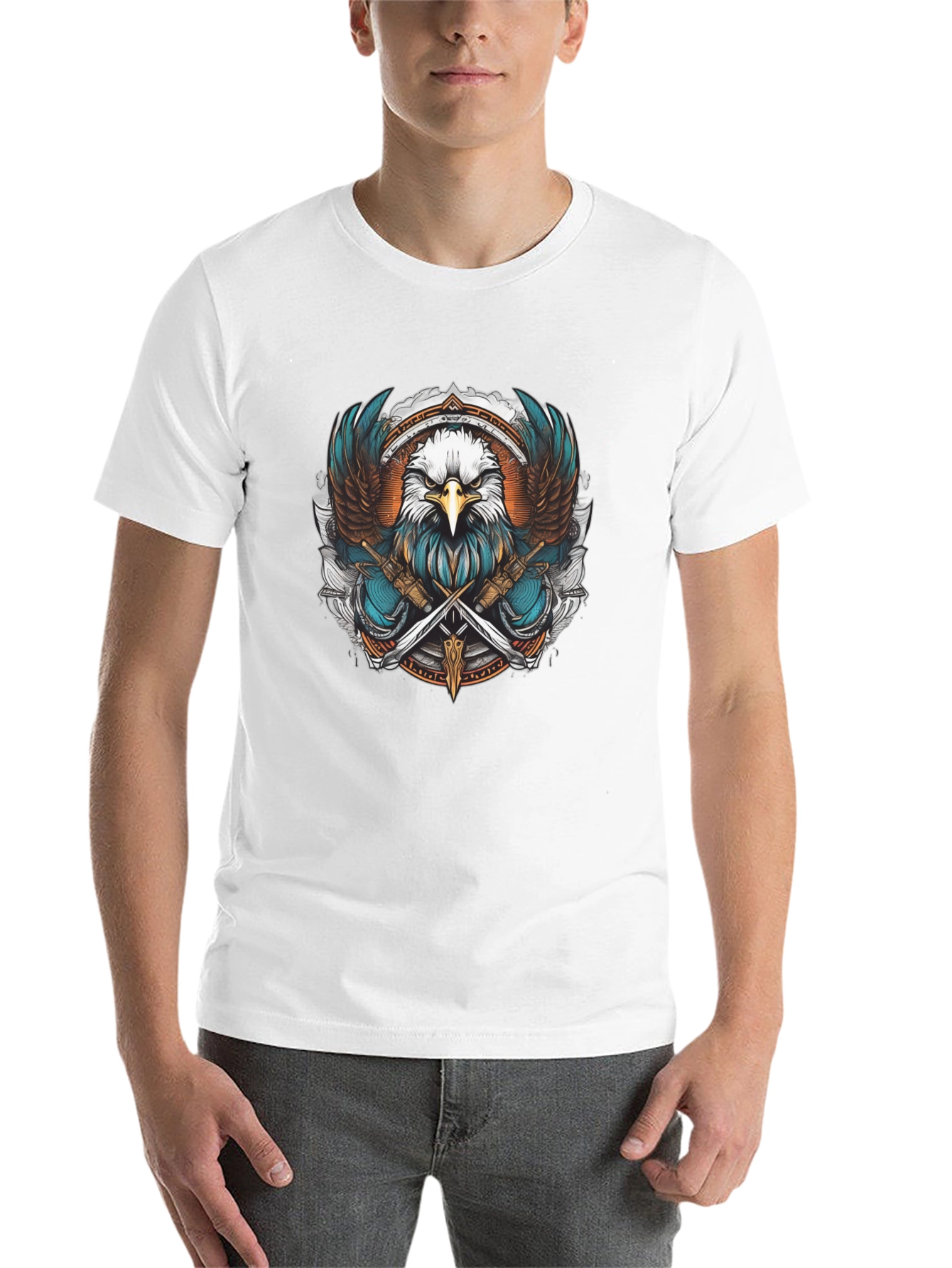 Black Eagle & Swords Graphic Tee - Stylish Unisex Shirt view 14