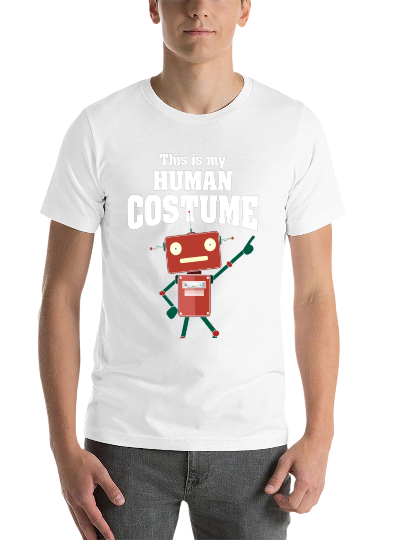 Black Human Costume Robot Graphic T-Shirt view 14