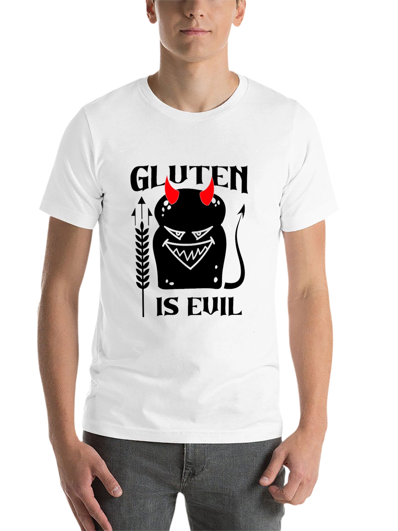Black Gluten is Evil Black T-Shirt view 14