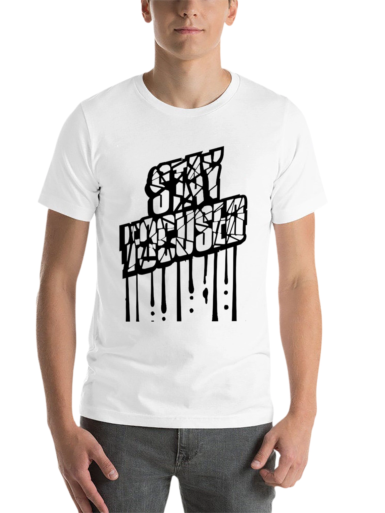 Black Stay Focused Black Graphic Tee - Stylish & Unique view 14