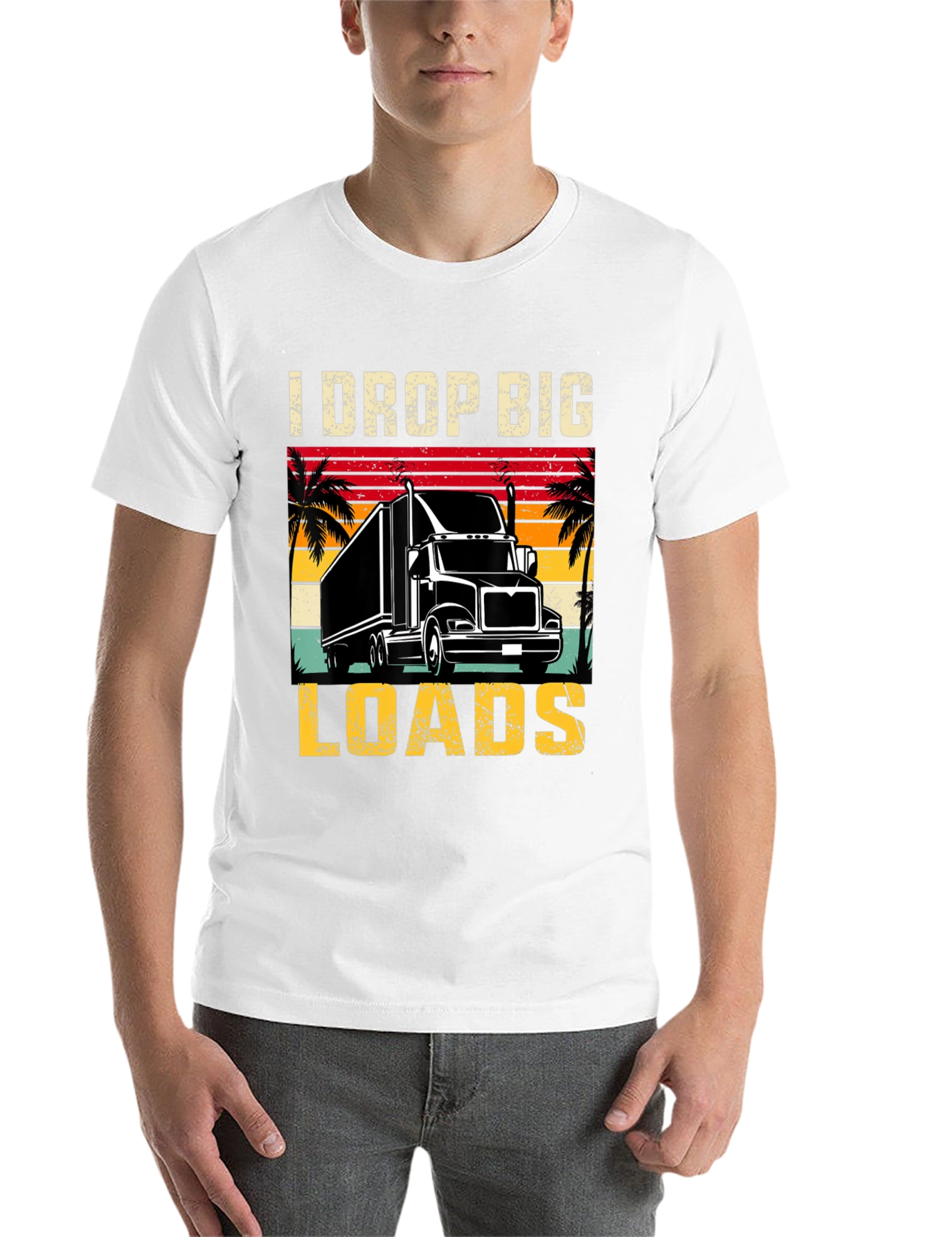 Black I Drop Big Loads Trucker T-Shirt view 14