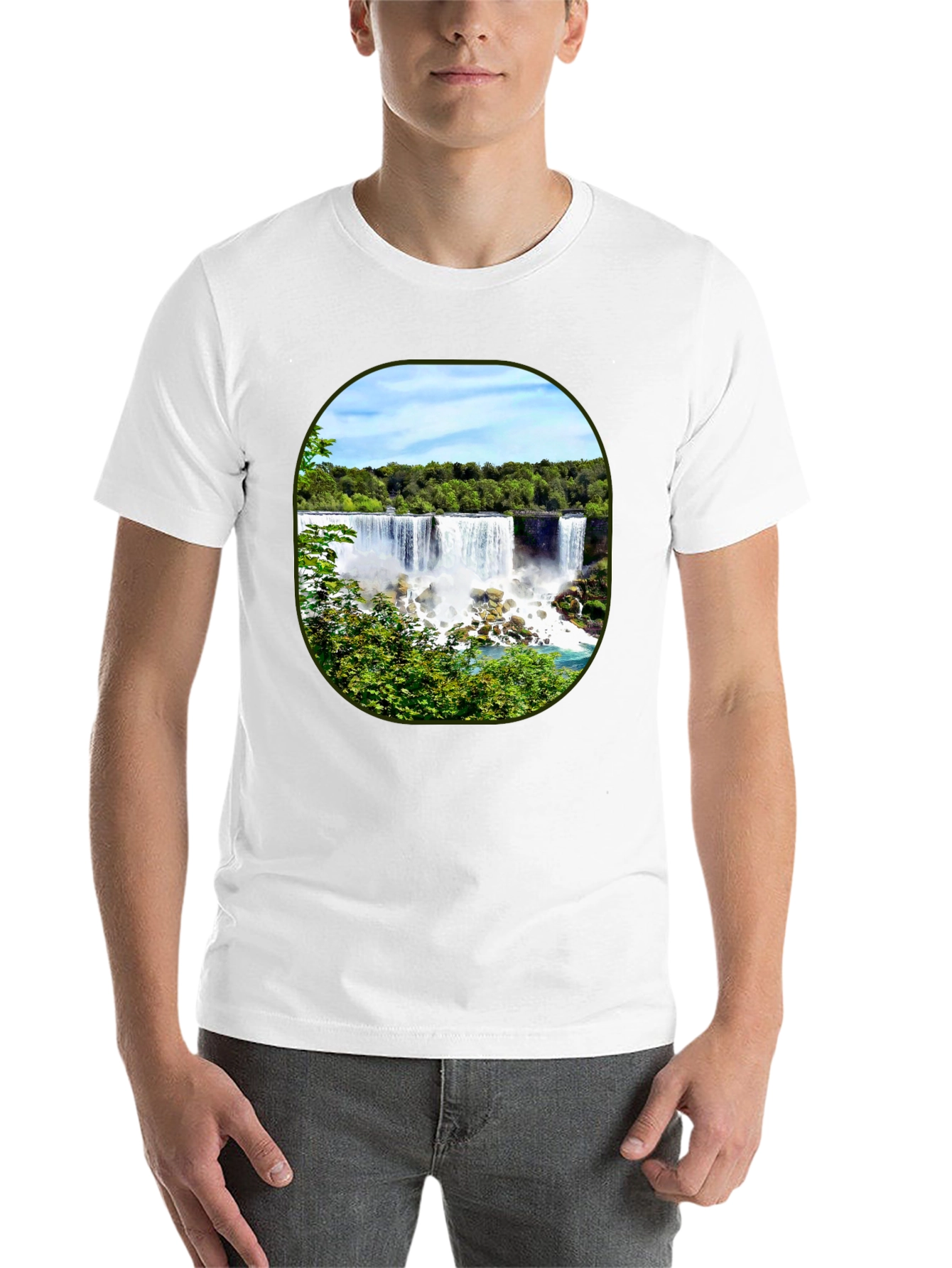 Black Niagara Falls Graphic Tee - Black Cotton T-Shirt view 14