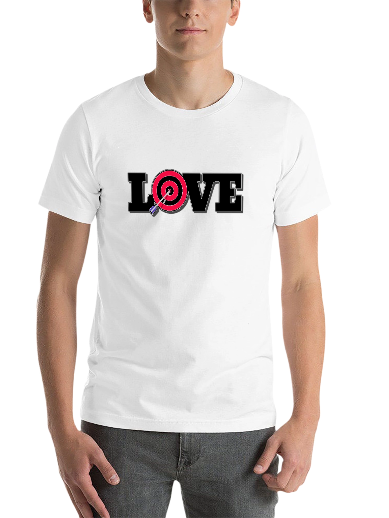 Black LOVE Dartboard T-Shirt - Perfect Aim, True Love view 14