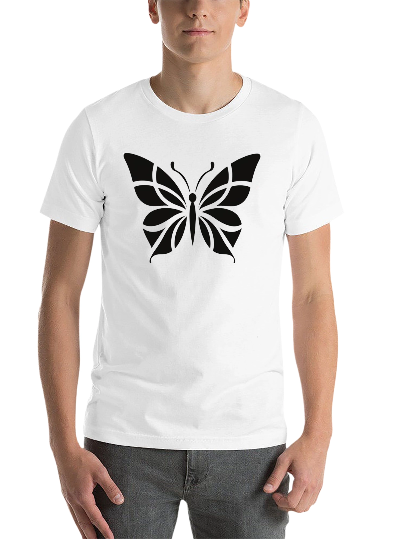Black Men's Black Butterfly Graphic T-Shirt view 14