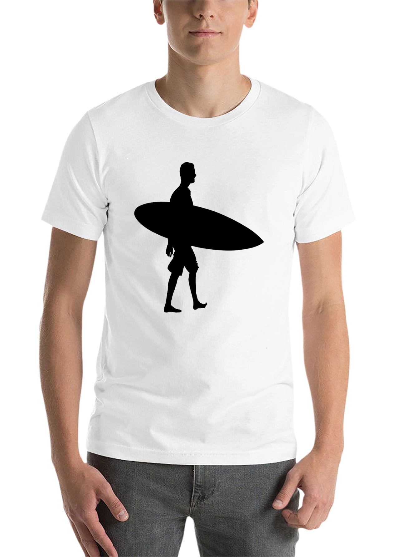 Black Surfer Silhouette Black T-Shirt view 14
