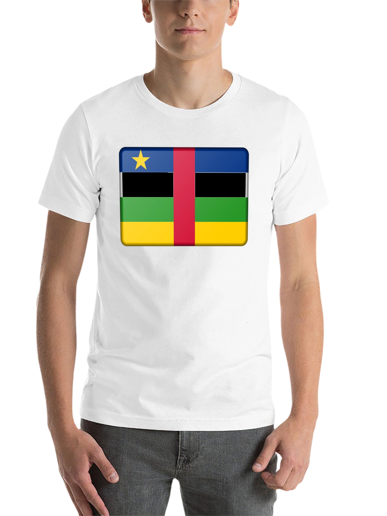 Black Central African Republic Flag T-Shirt view 14
