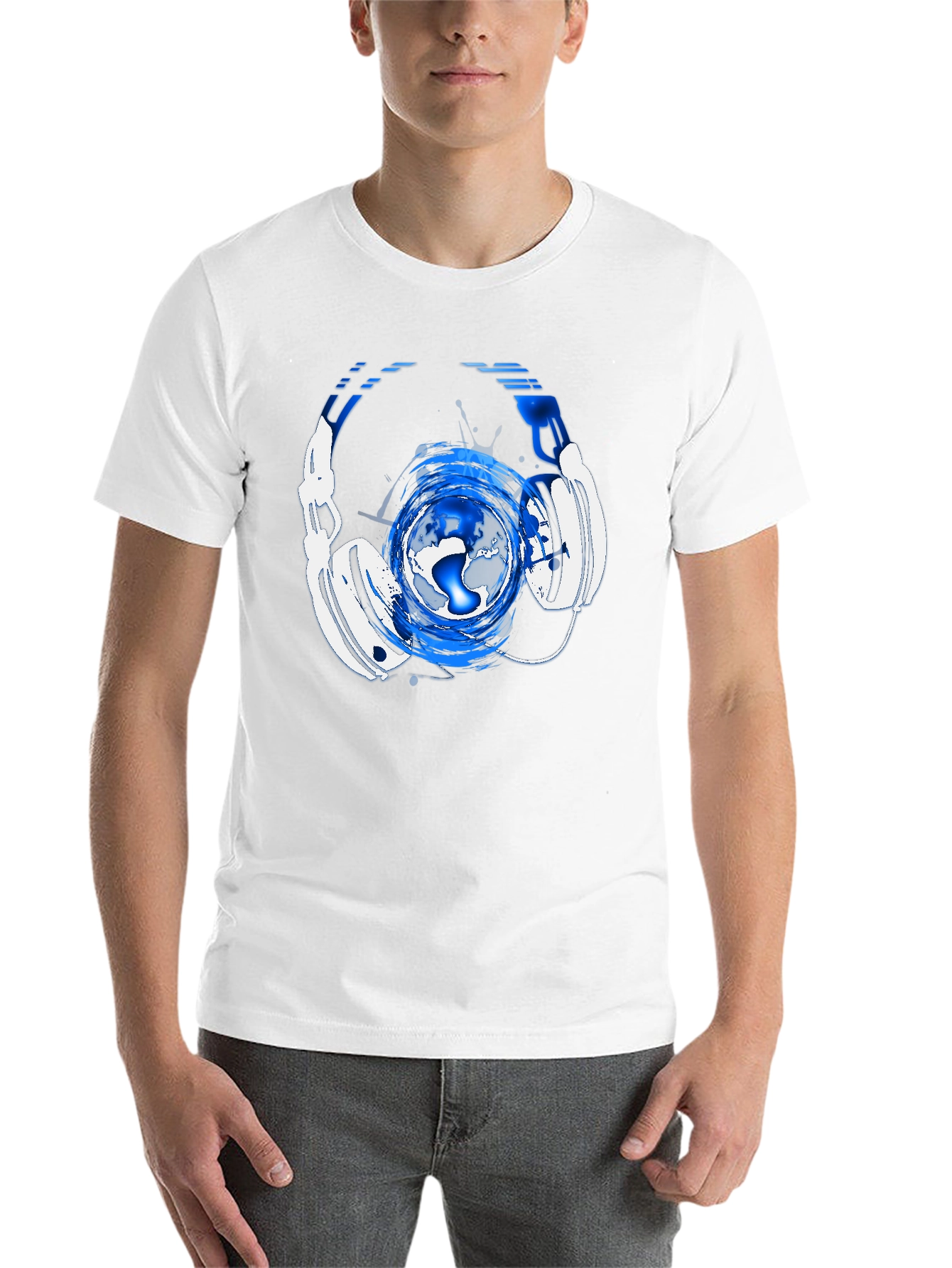 Black Headphone Globe Graphic Tee view 14