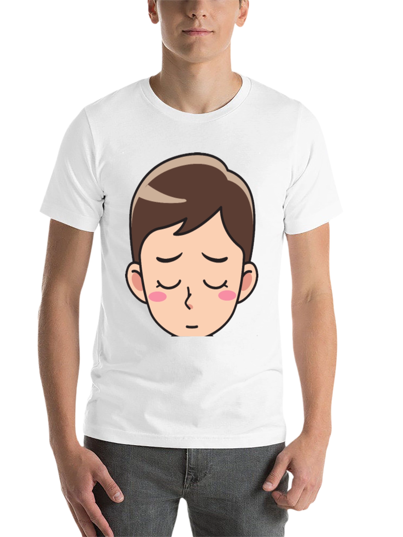 Black Cartoon Face Black T-Shirt - Unisex Casual Wear view 14