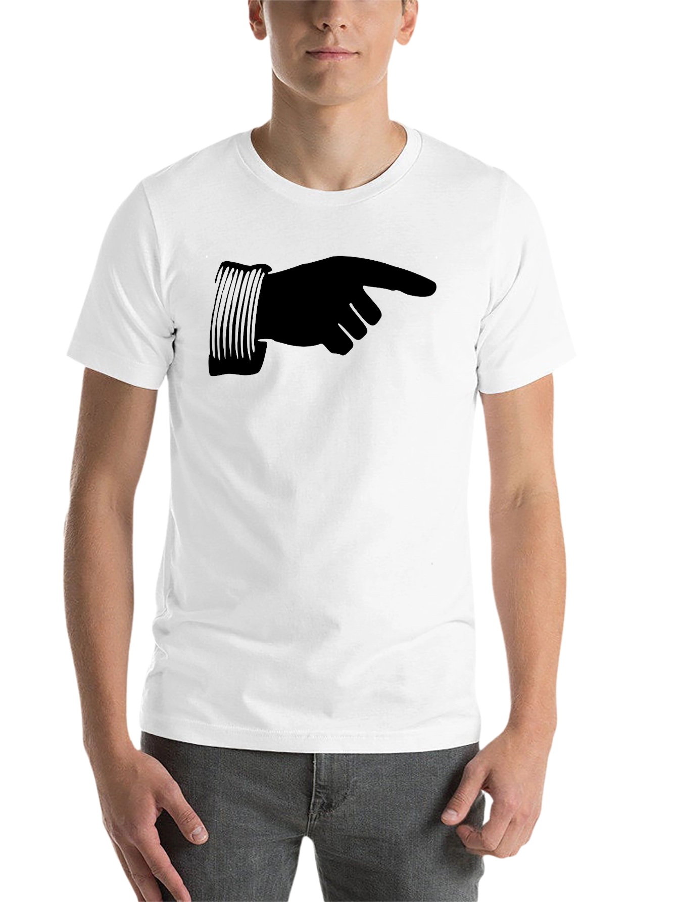 Black Pointing Hand Graphic T-Shirt - Casual Wear view 14