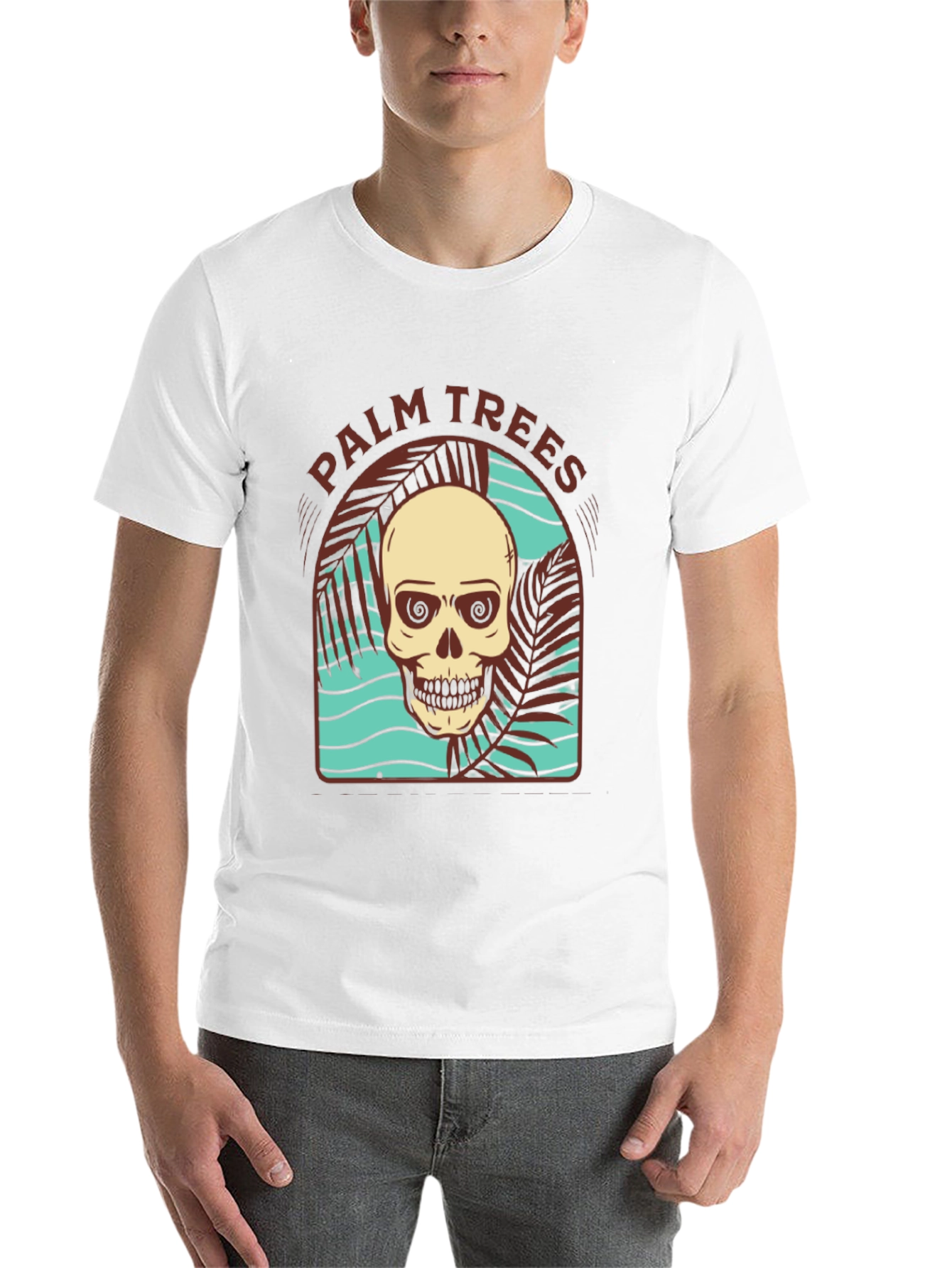 Black Skull Palm Trees T-Shirt view 14