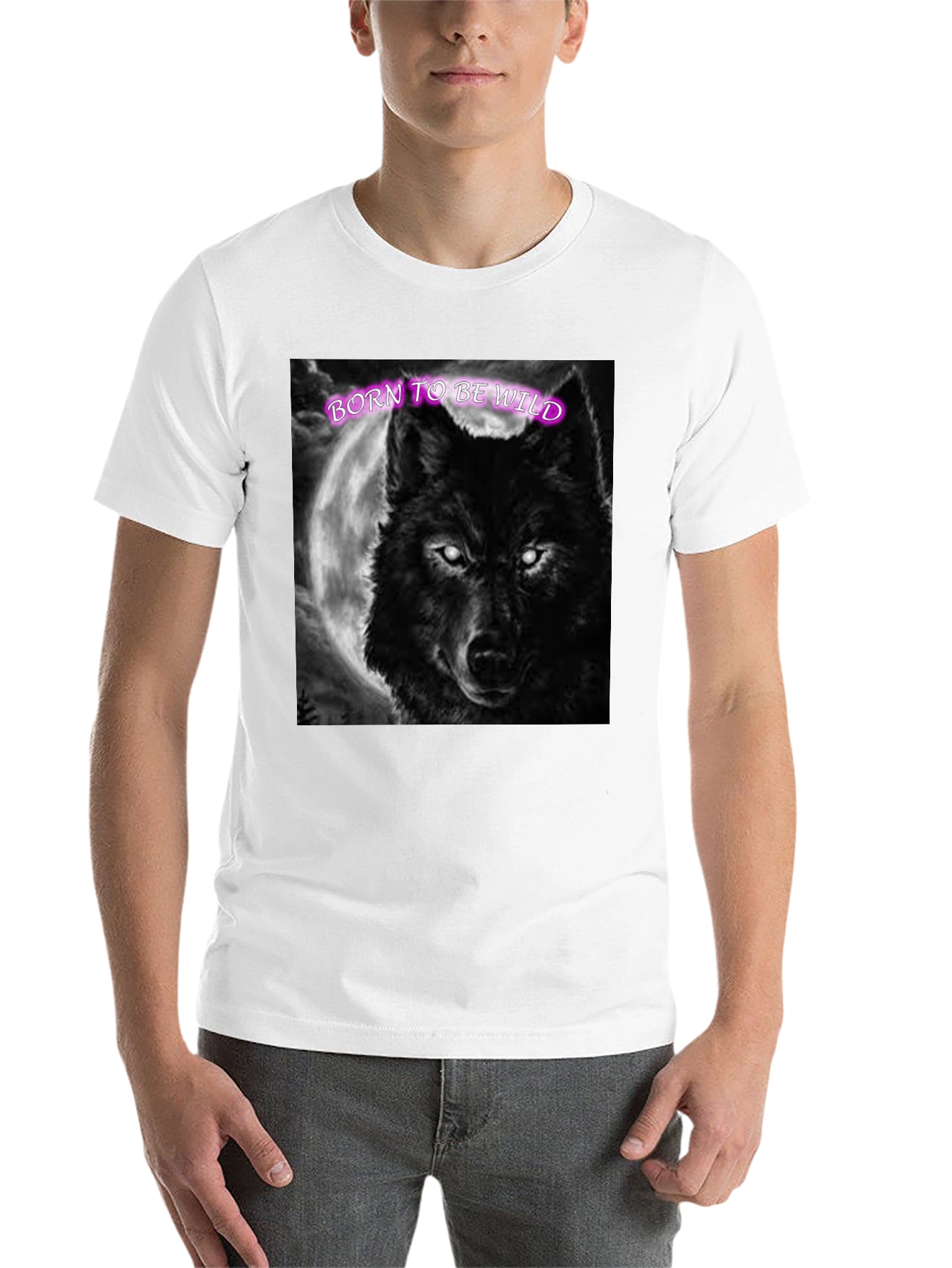 Black Born to be Wild Wolf Graphic Tee view 14