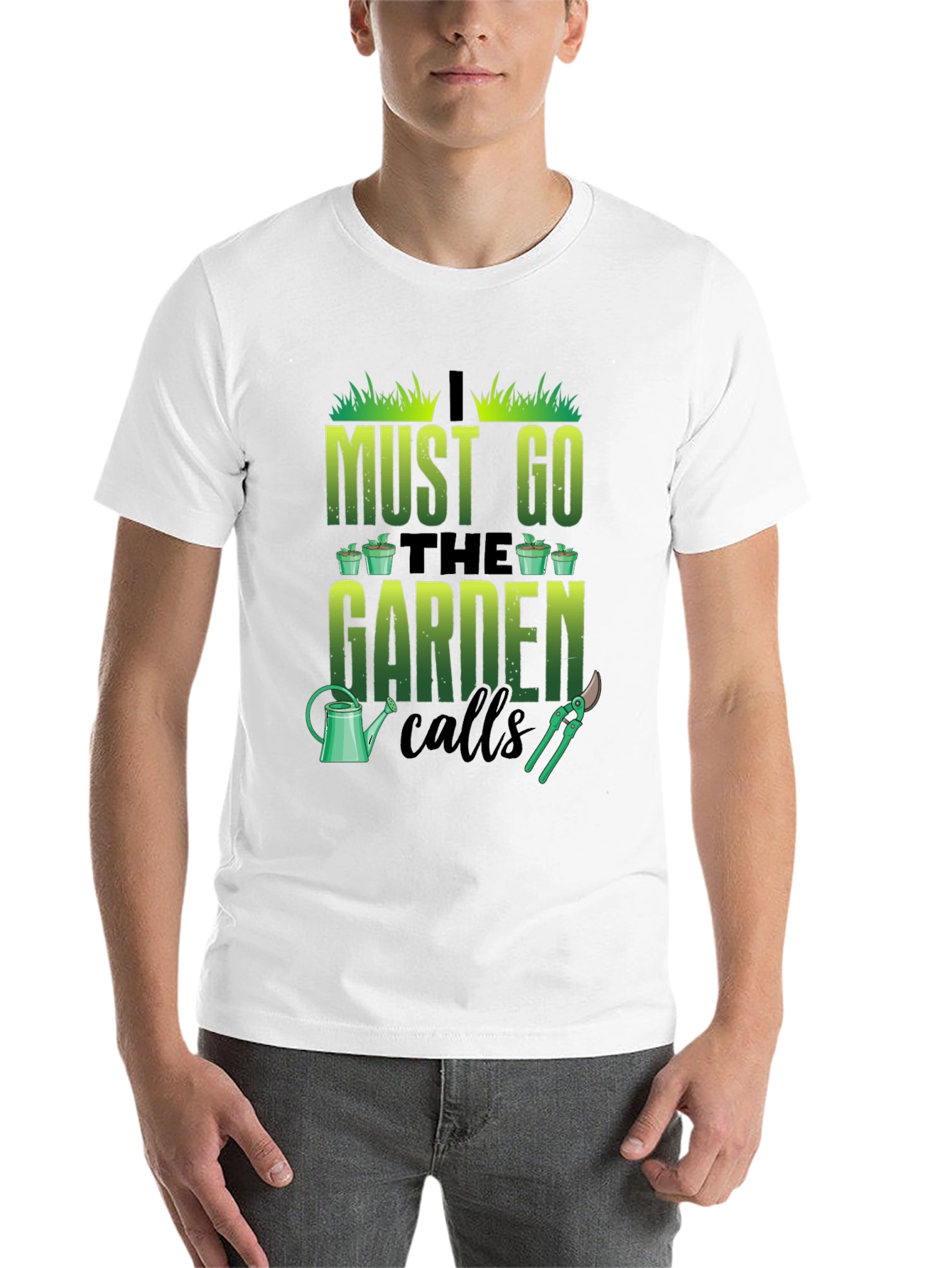 Black Gardening T-Shirt: I Must Go The Garden Calls view 14