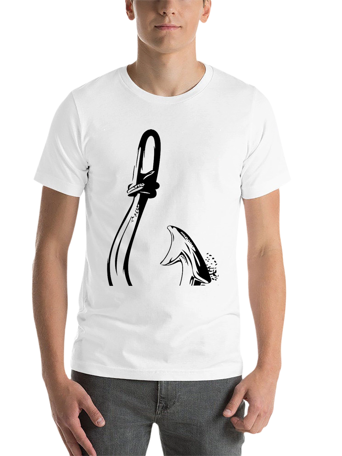 Black Stylized Cleaver Graphic T-Shirt view 14