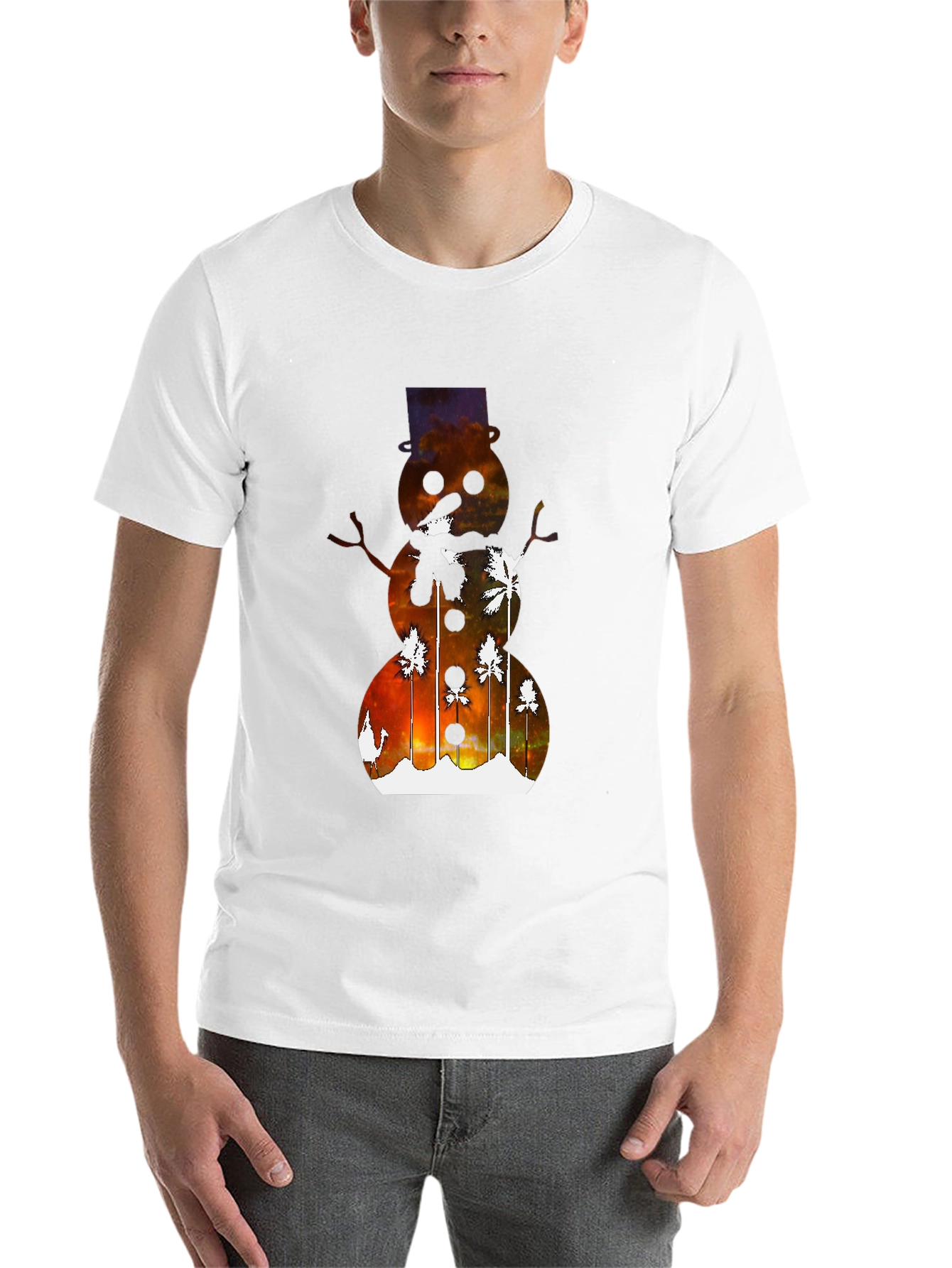 Black Tropical Snowman Graphic Tee - Holiday Fun! view 14