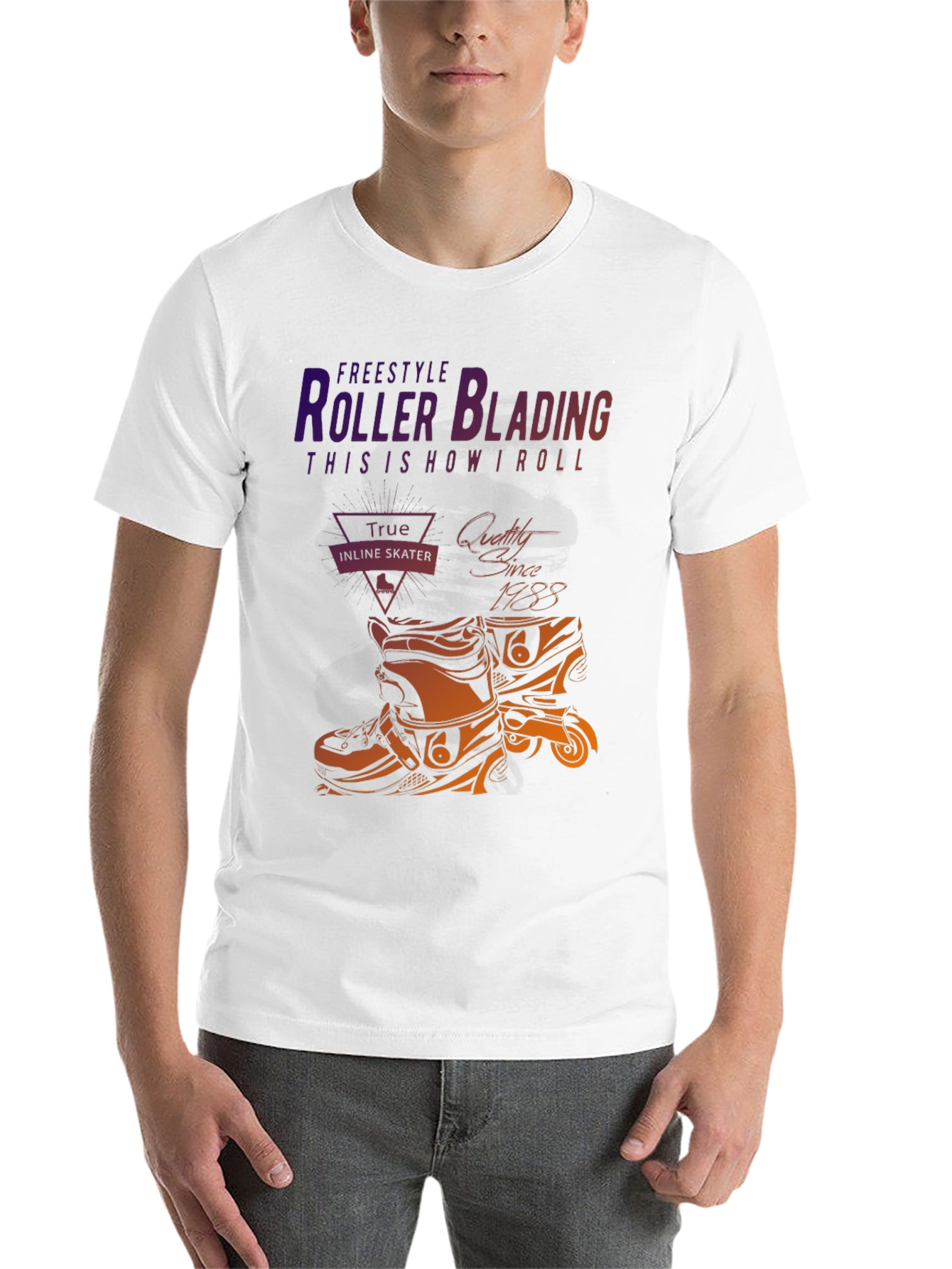 Black Roller Blading T-Shirt - Freestyle Inline Skate Design view 14
