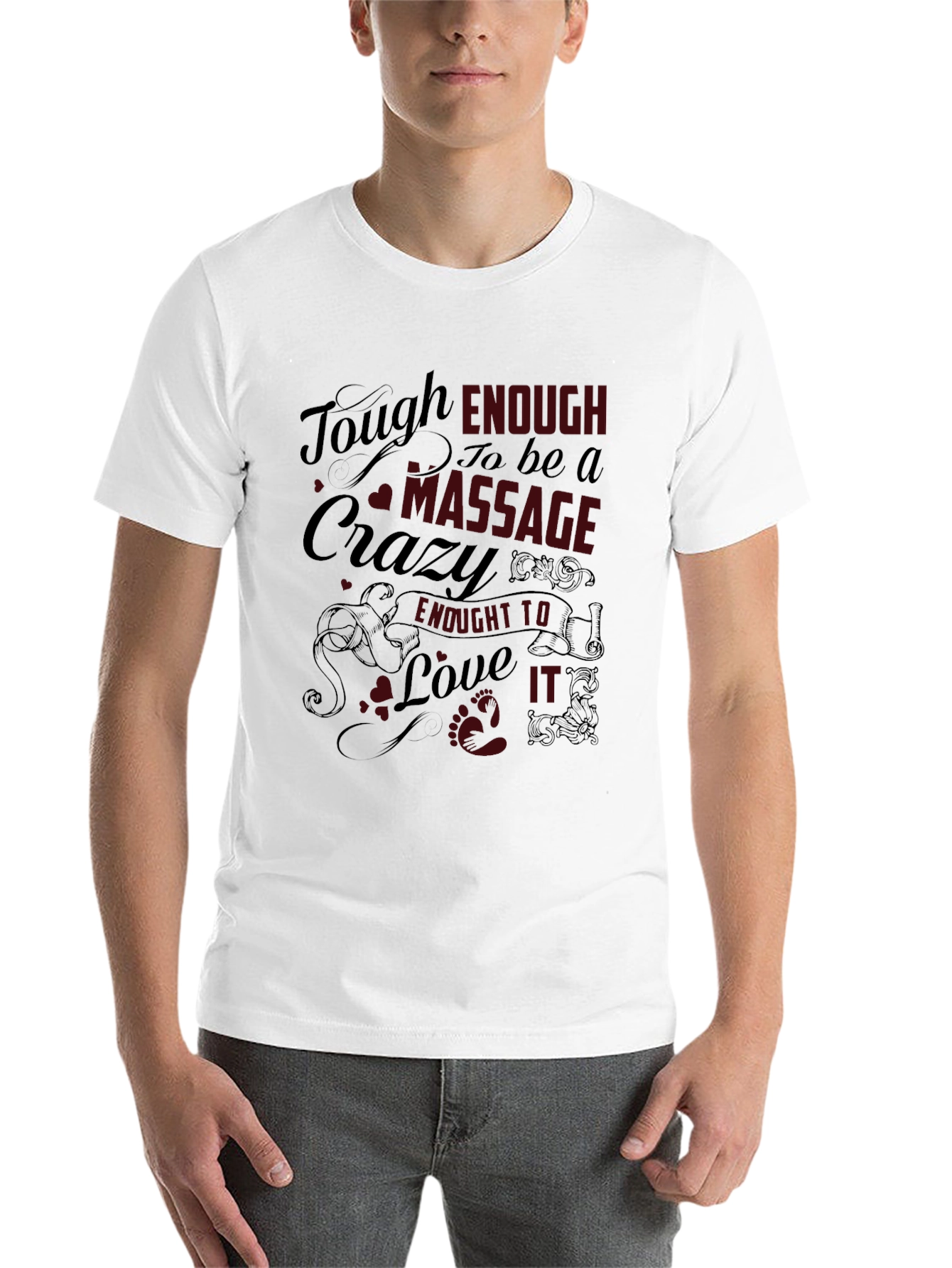 Black Tough Enough Massage Crazy T-Shirt view 14
