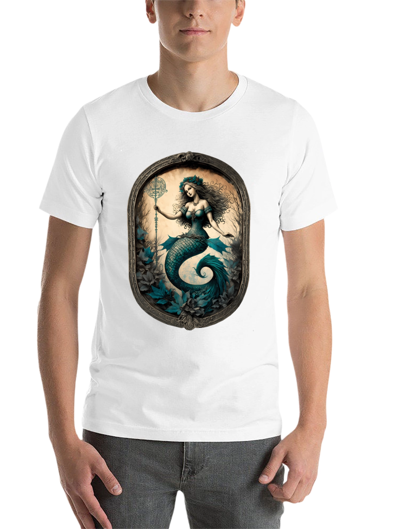 Black Mermaid Graphic Tee - Fantasy Art T-Shirt view 14