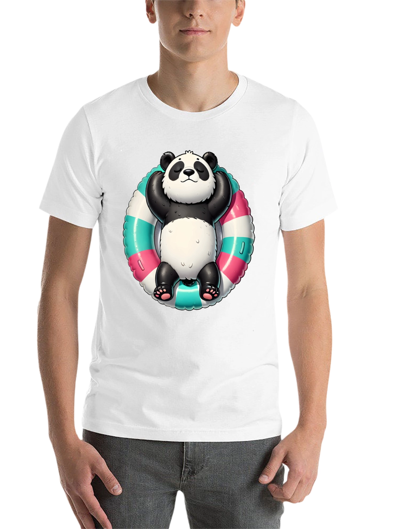 Black Panda Pool Float T-Shirt - Relaxed Style view 14