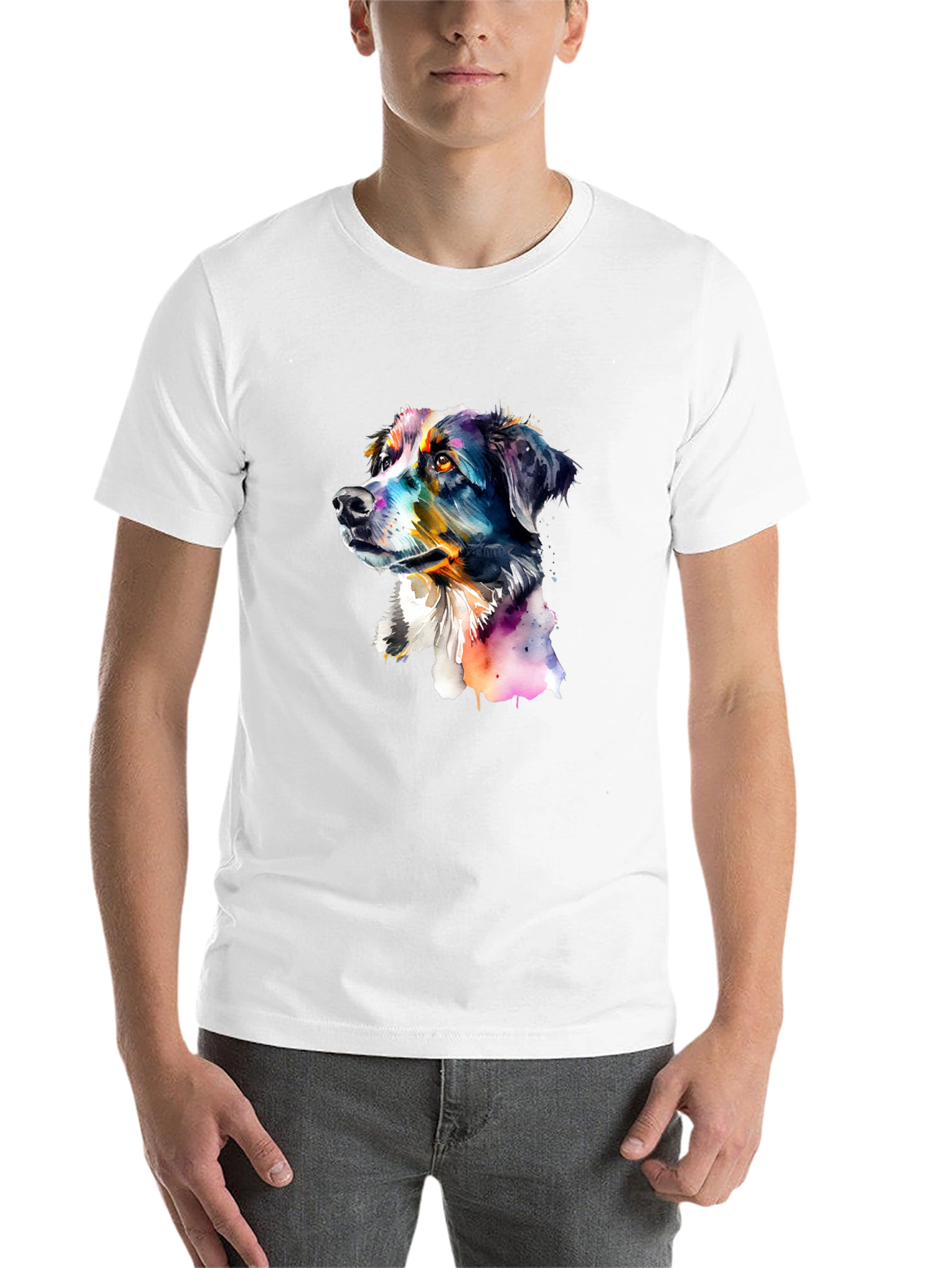 Black Dog Portrait Graphic Tee - Men's Black T-Shirt view 14
