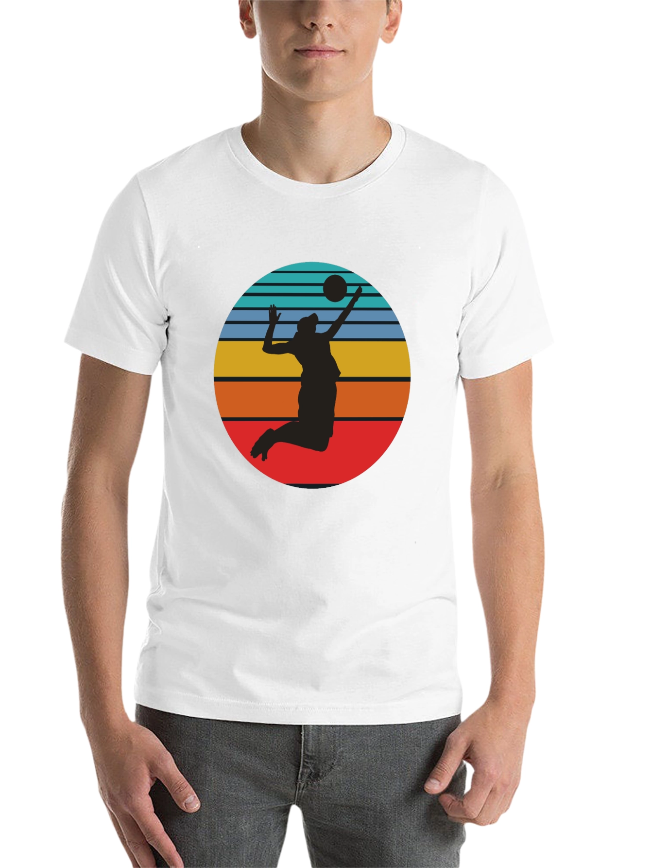 Black Volleyball Sunset Silhouette Graphic Tee - Black view 14