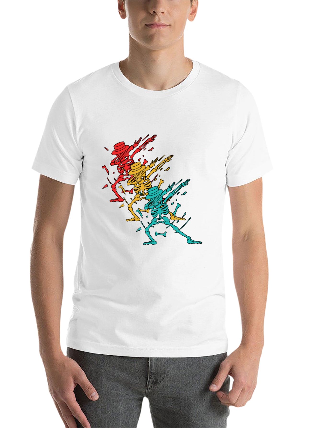 Black Dabbing Skeleton T-Shirt - Cool Graphic Tee view 14