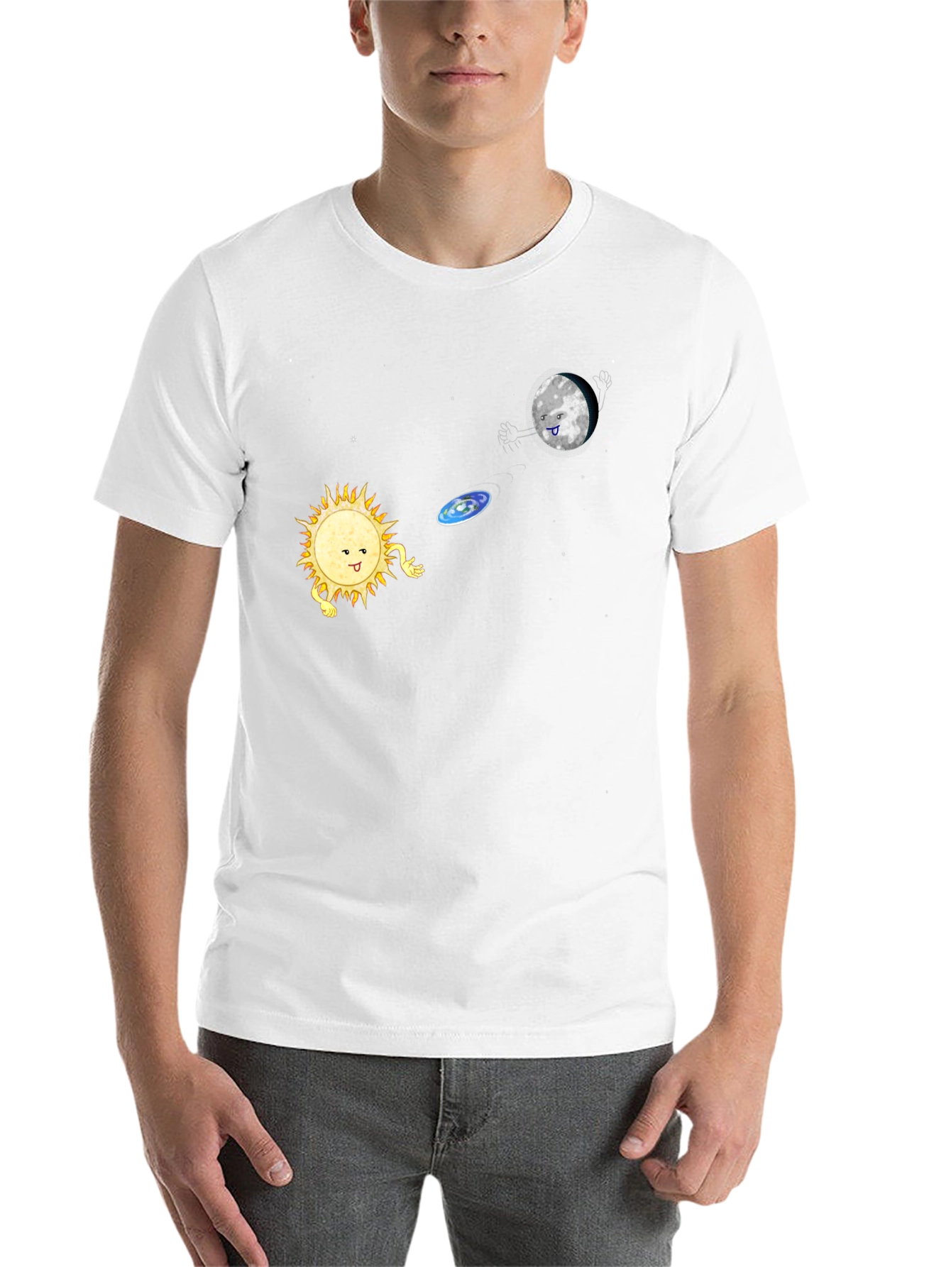 Black Sun & Moon Frisbee T-Shirt - Fun Graphic Tee view 14