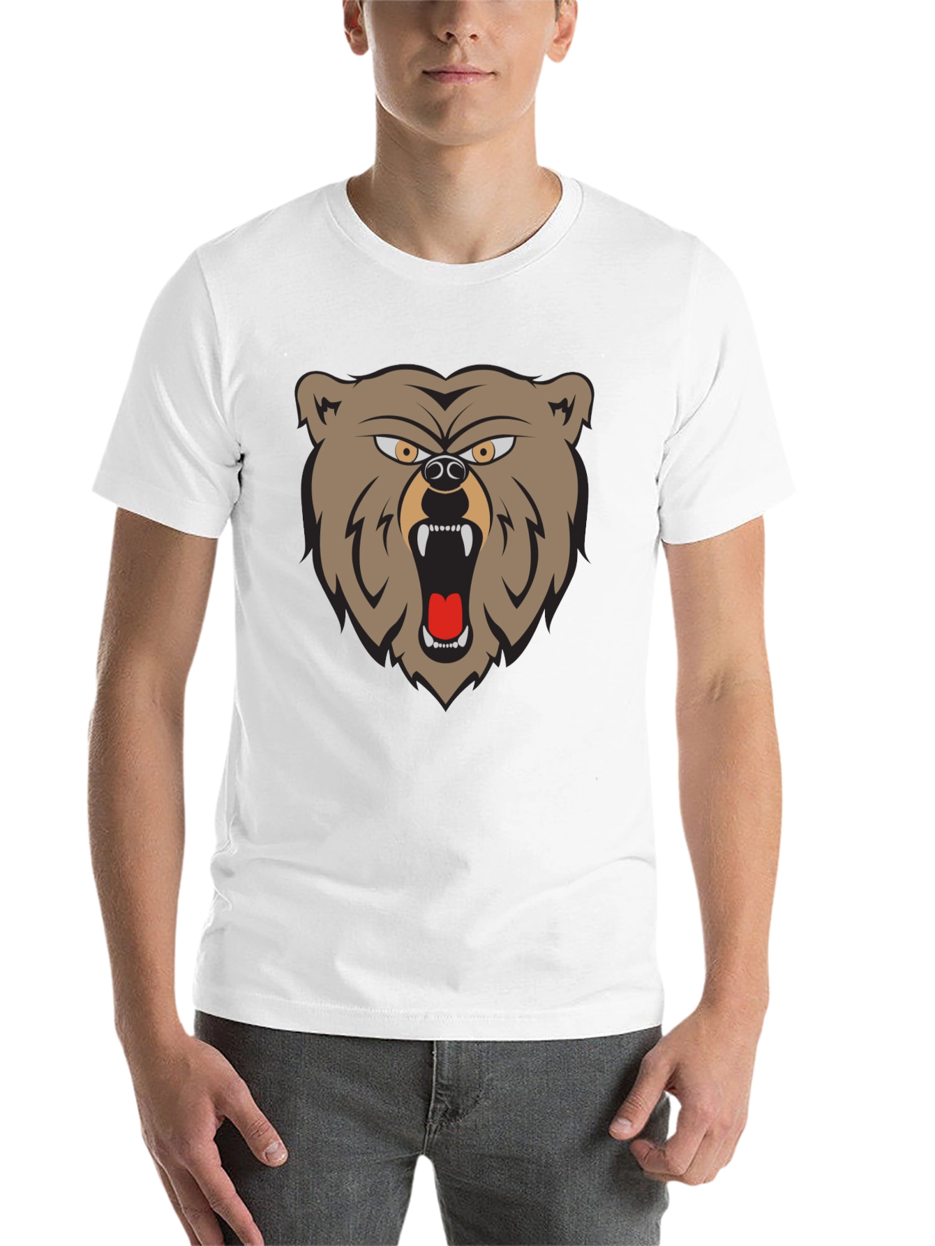 Black Men's Graphic T-Shirt - Roaring Bear Design view 14
