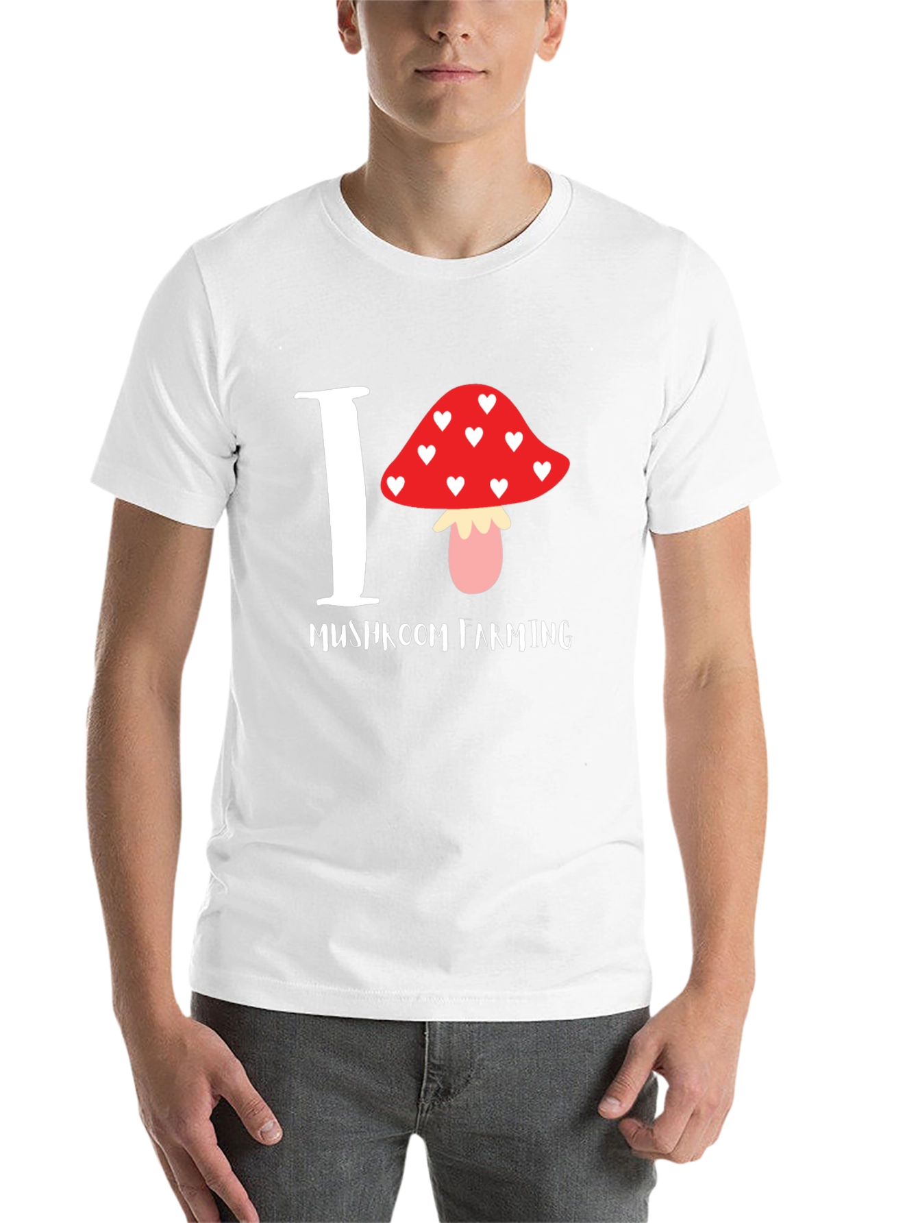 Black I Love Mushroom Farming T-Shirt view 14