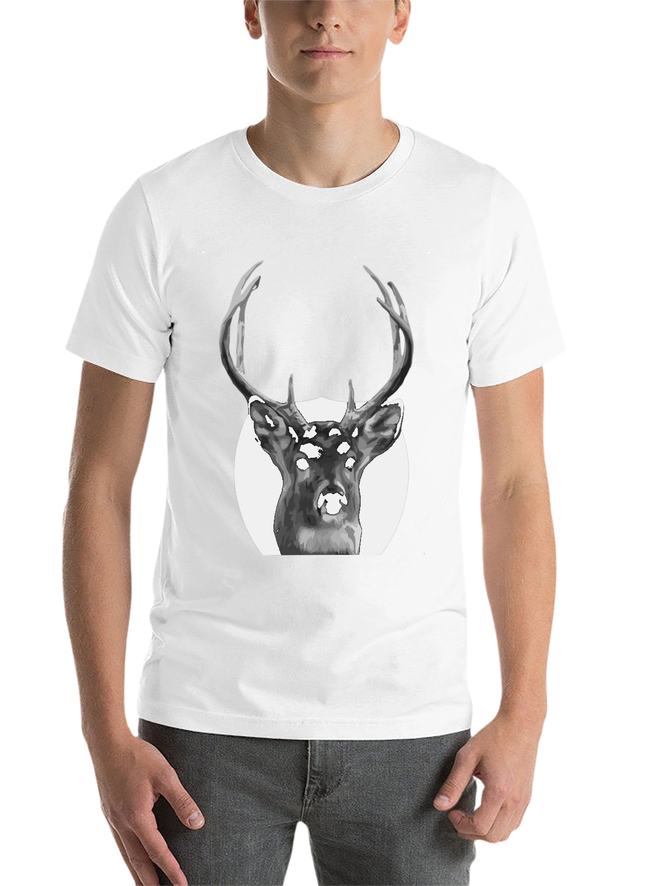 Black Deer Graphic Print Black T-Shirt view 14