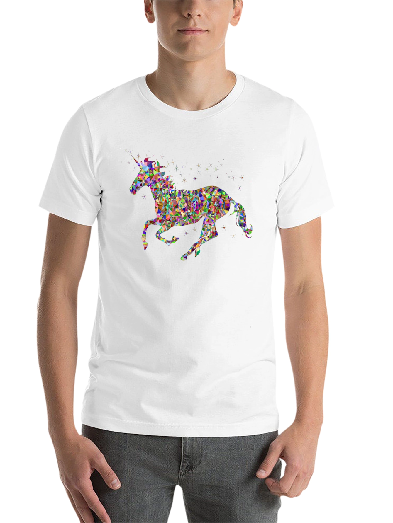 Black Unicorn Geometric Graphic Black T-Shirt view 14