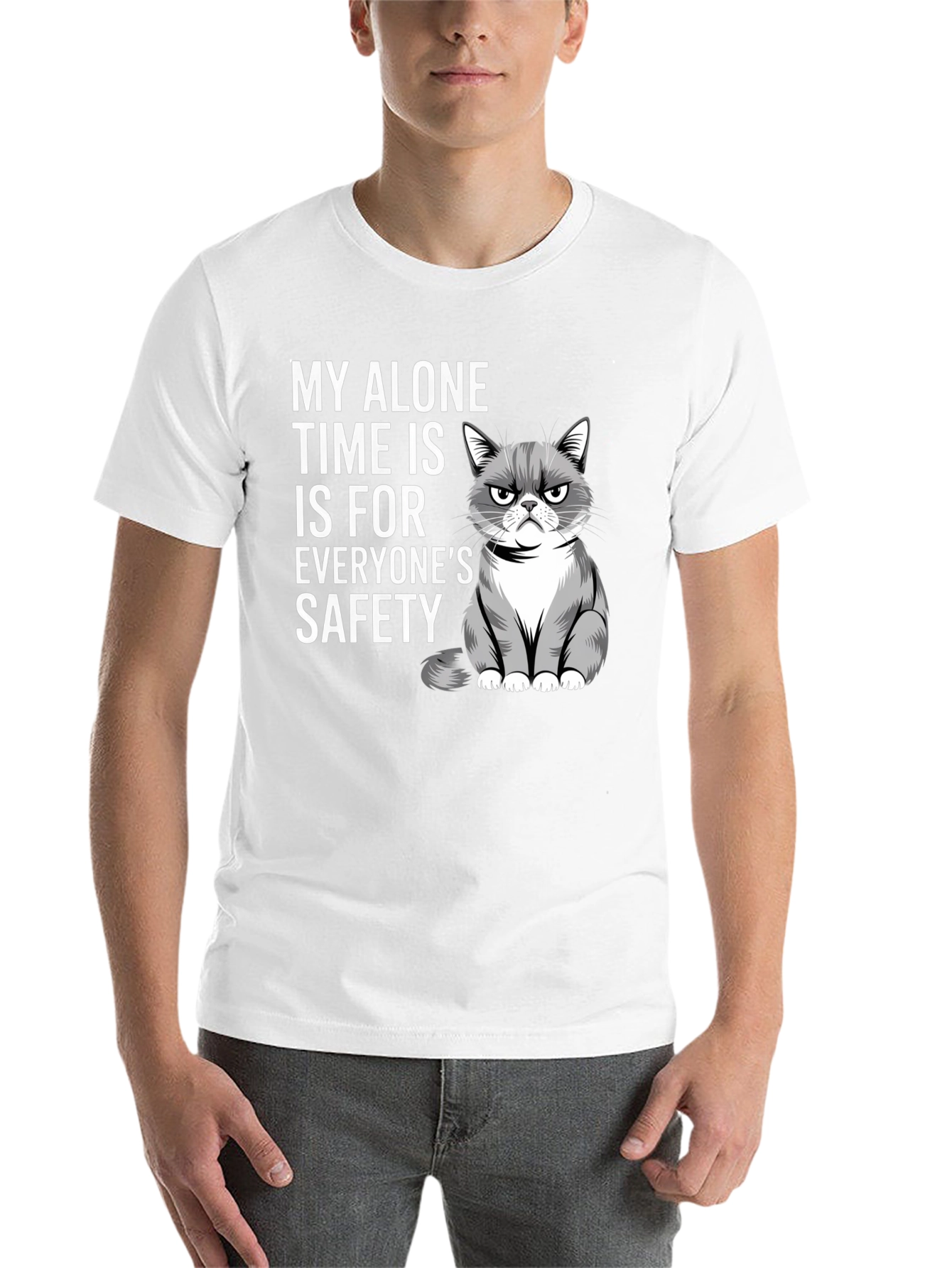 Black Grumpy Cat Alone Time Safety Graphic Tee view 14