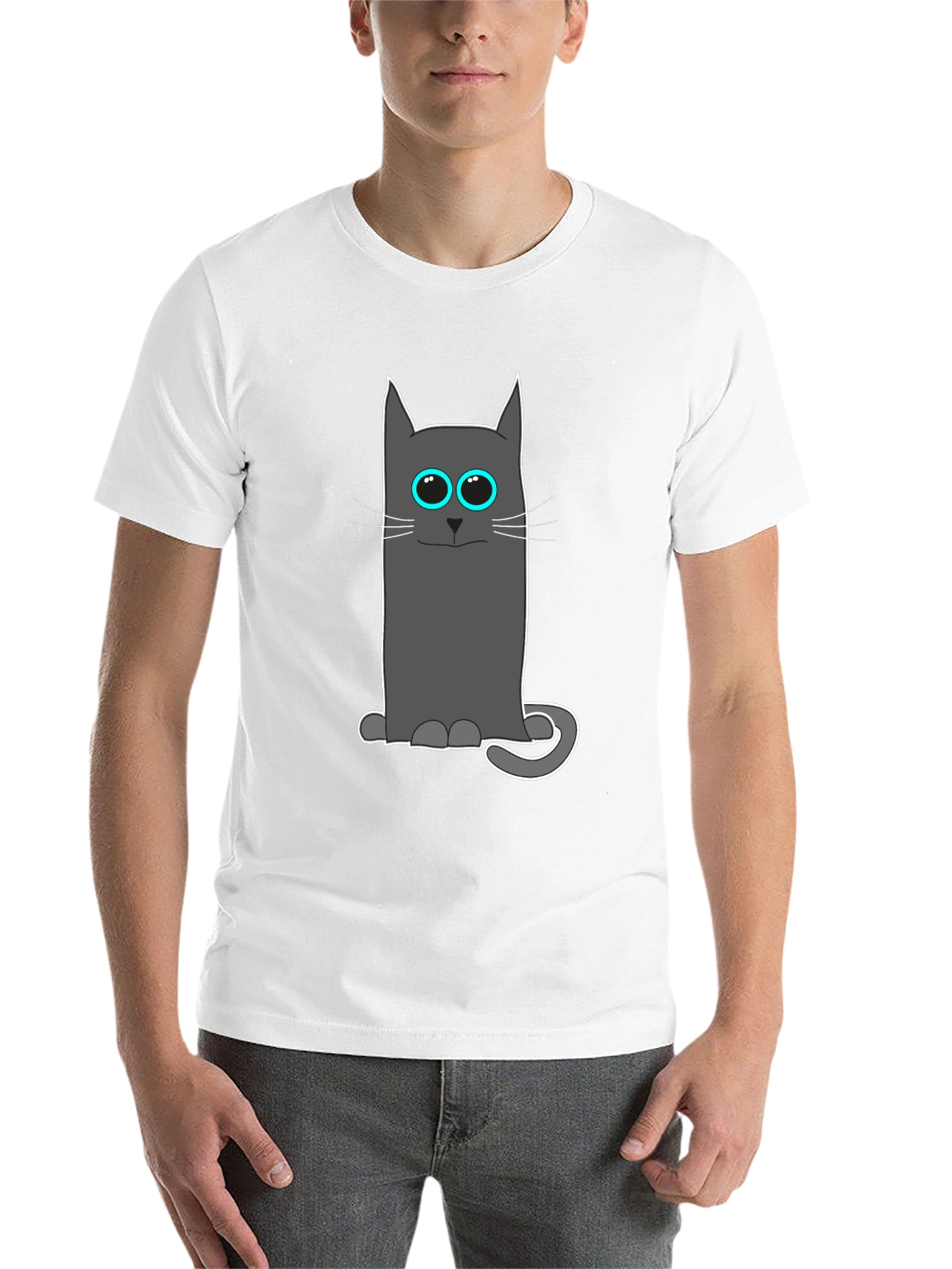 Black Cool Cat Tee: Funny Cartoon Cat T-Shirt view 14