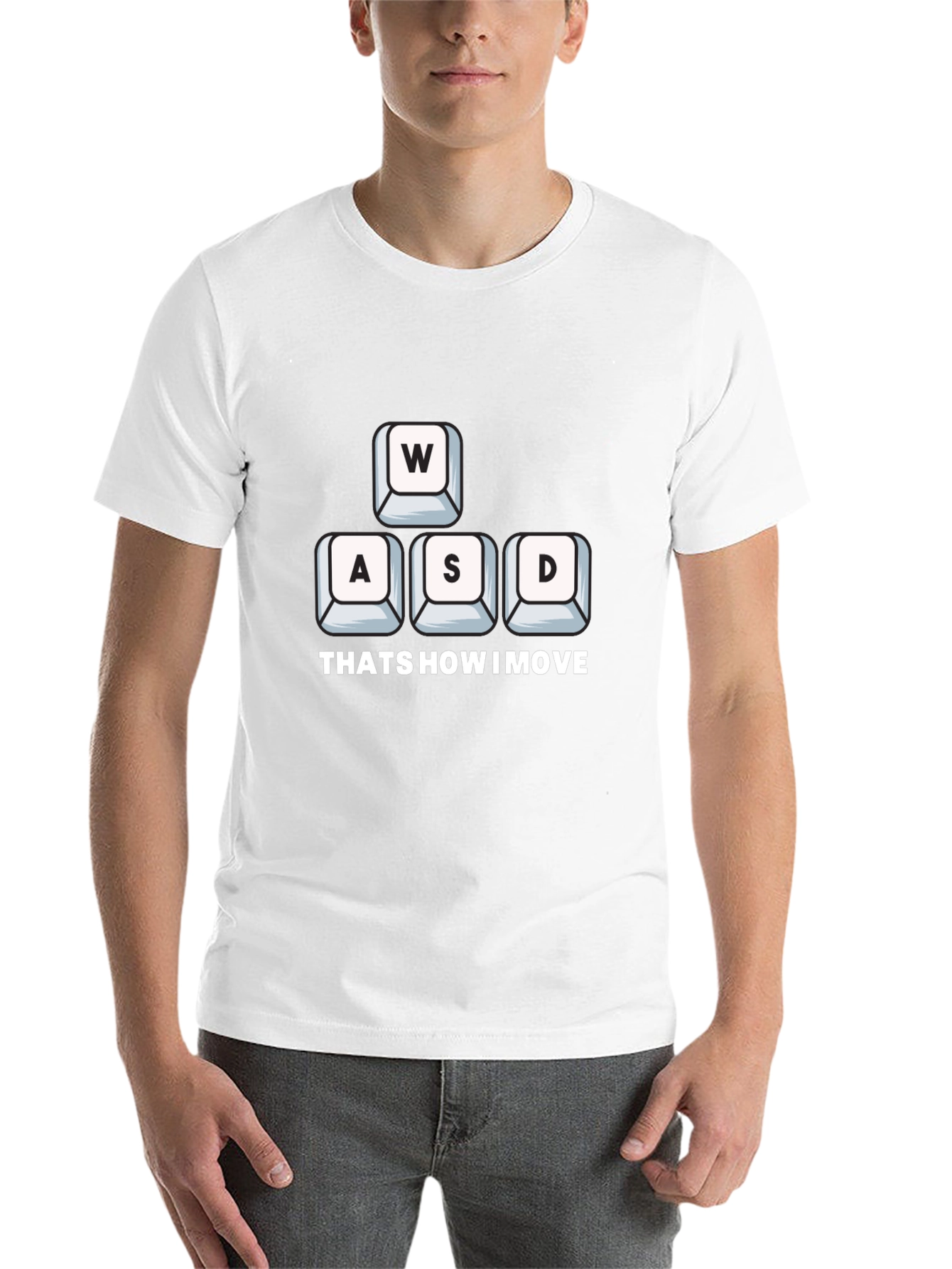 Black Gamer Move T-Shirt - WASD Keys Design view 14