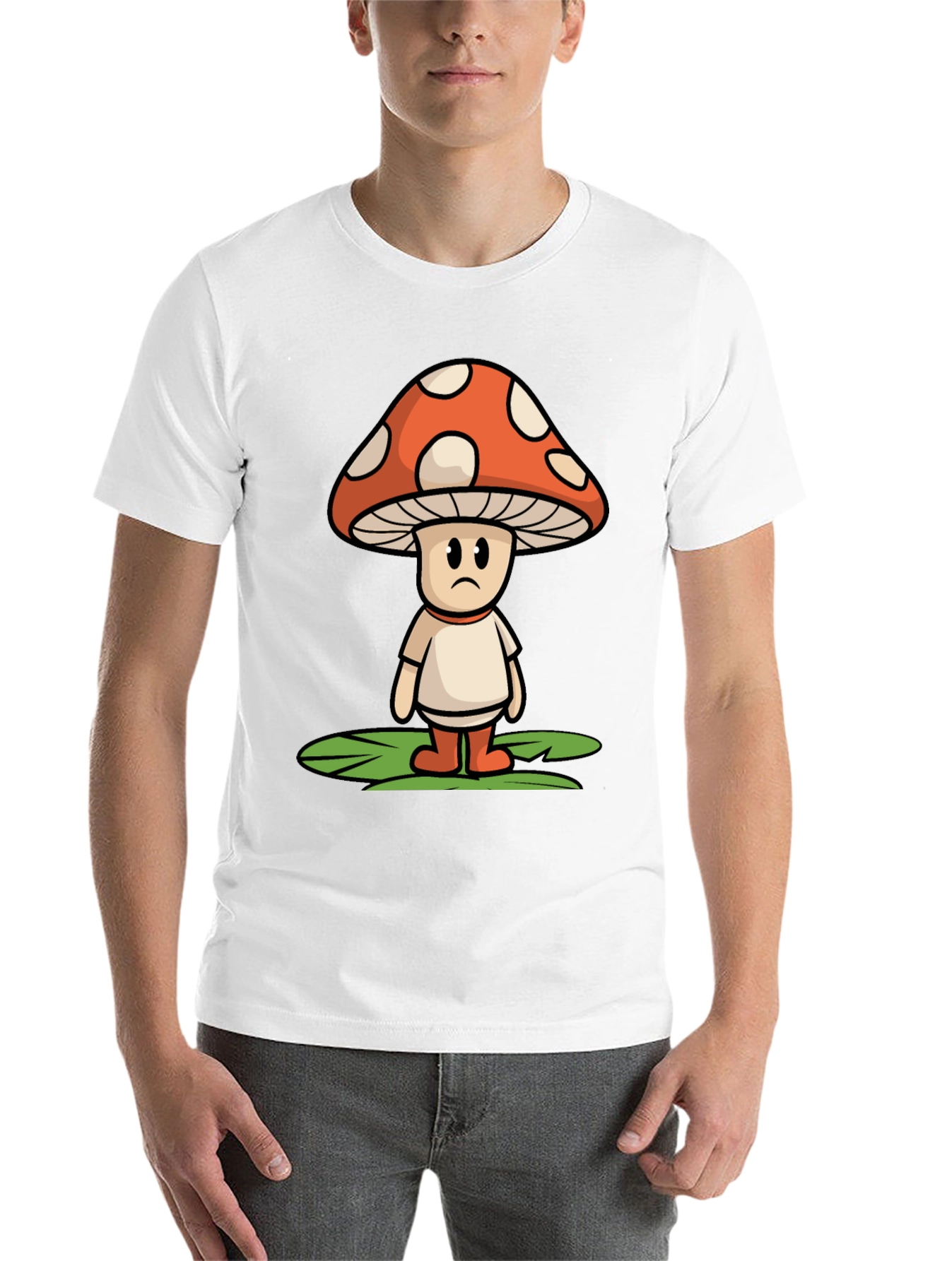 Black Sad Mushroom Graphic Tee - Funky Black T-Shirt view 14