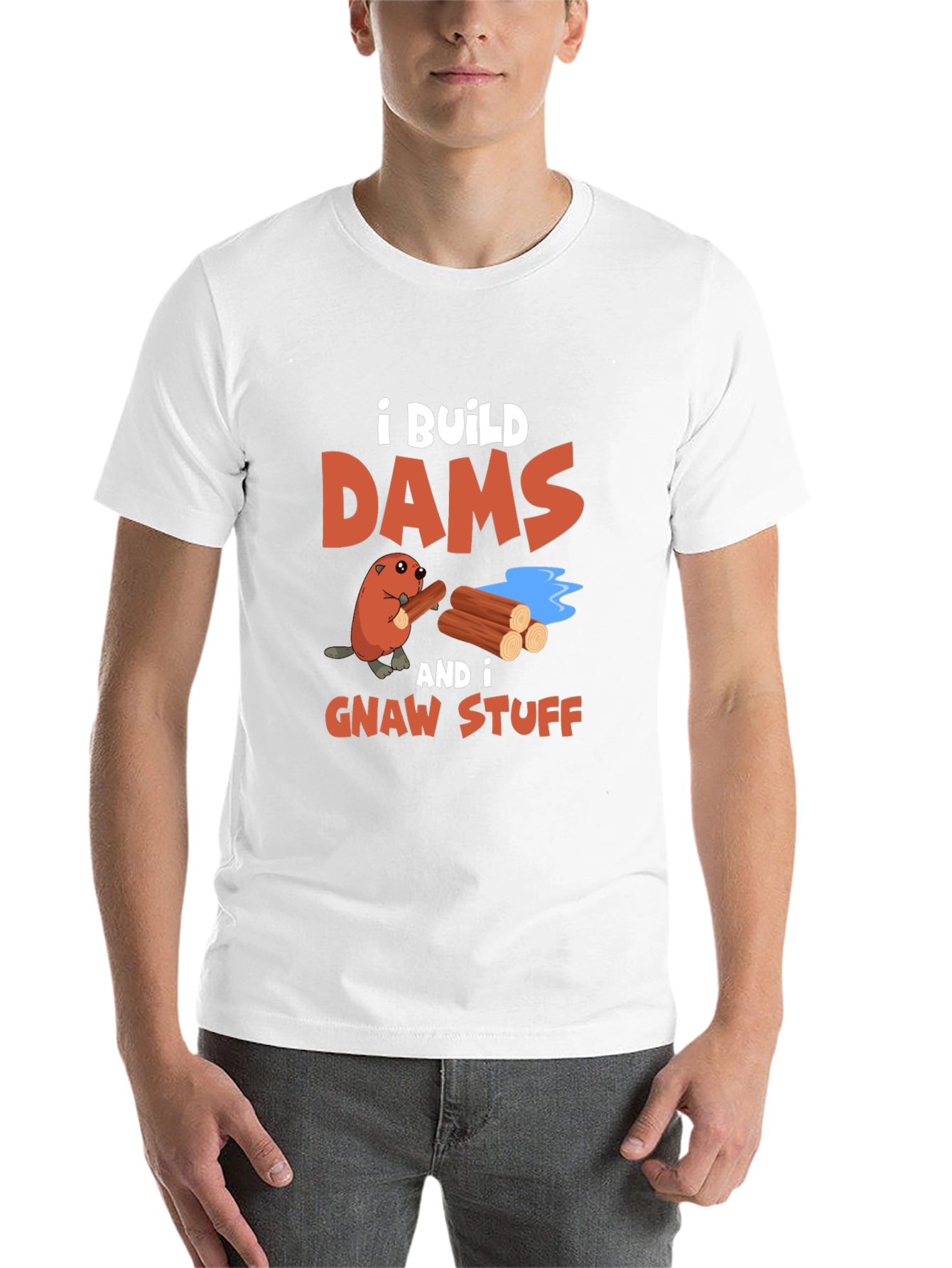 Black I Build Dams and Gnaw Stuff T-Shirt view 14