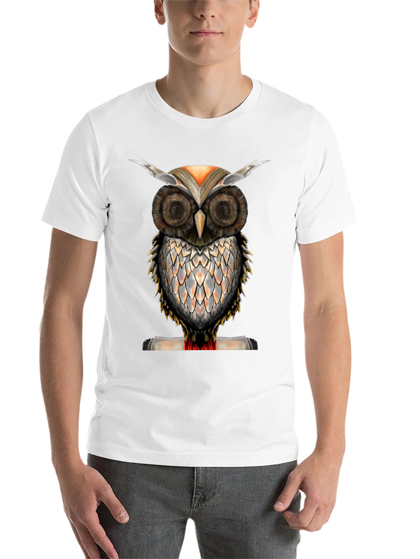Black Owl Graphic Print Crew Neck T-Shirt view 14