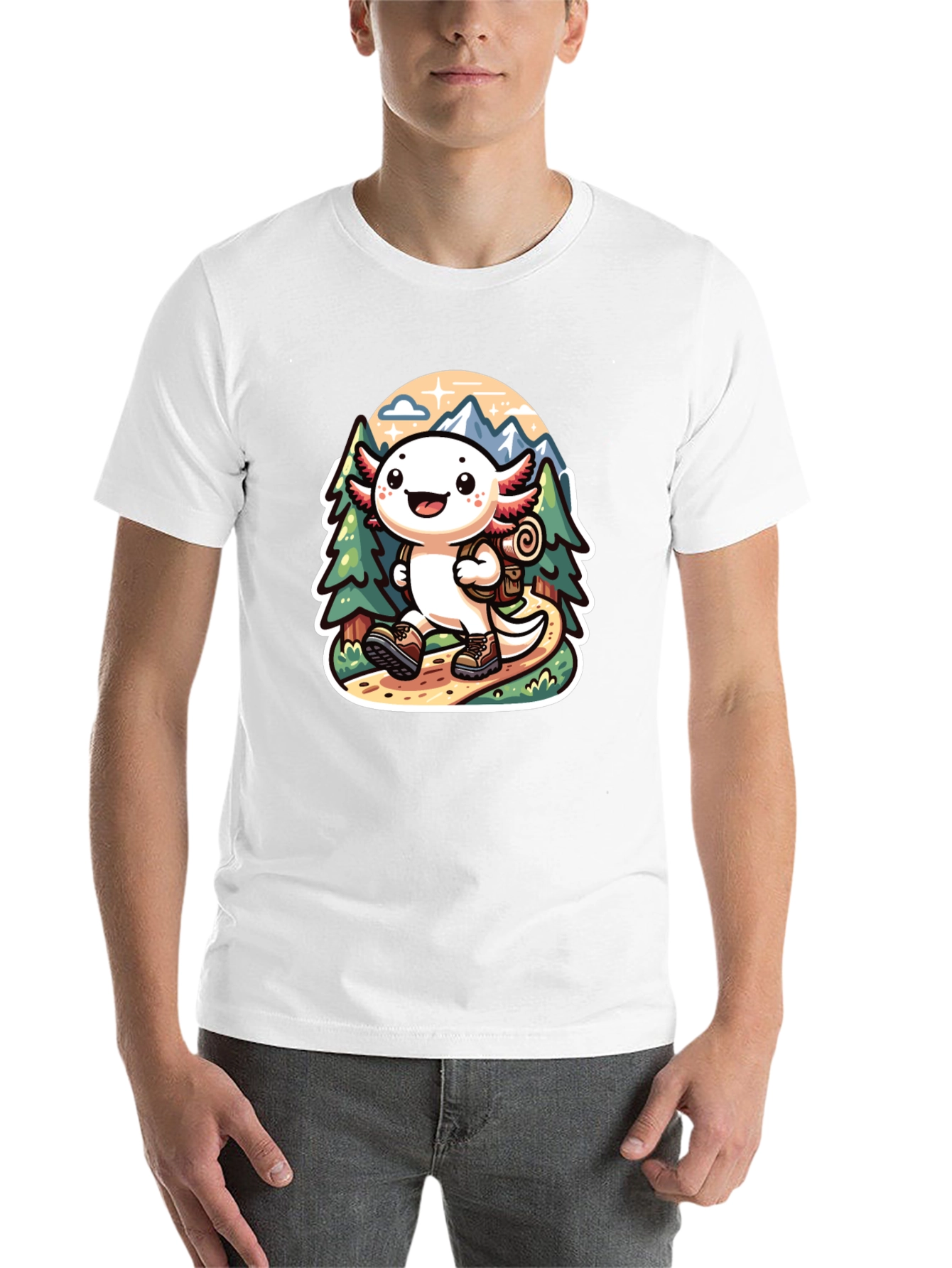 Black Axolotl Hiking T-Shirt view 14